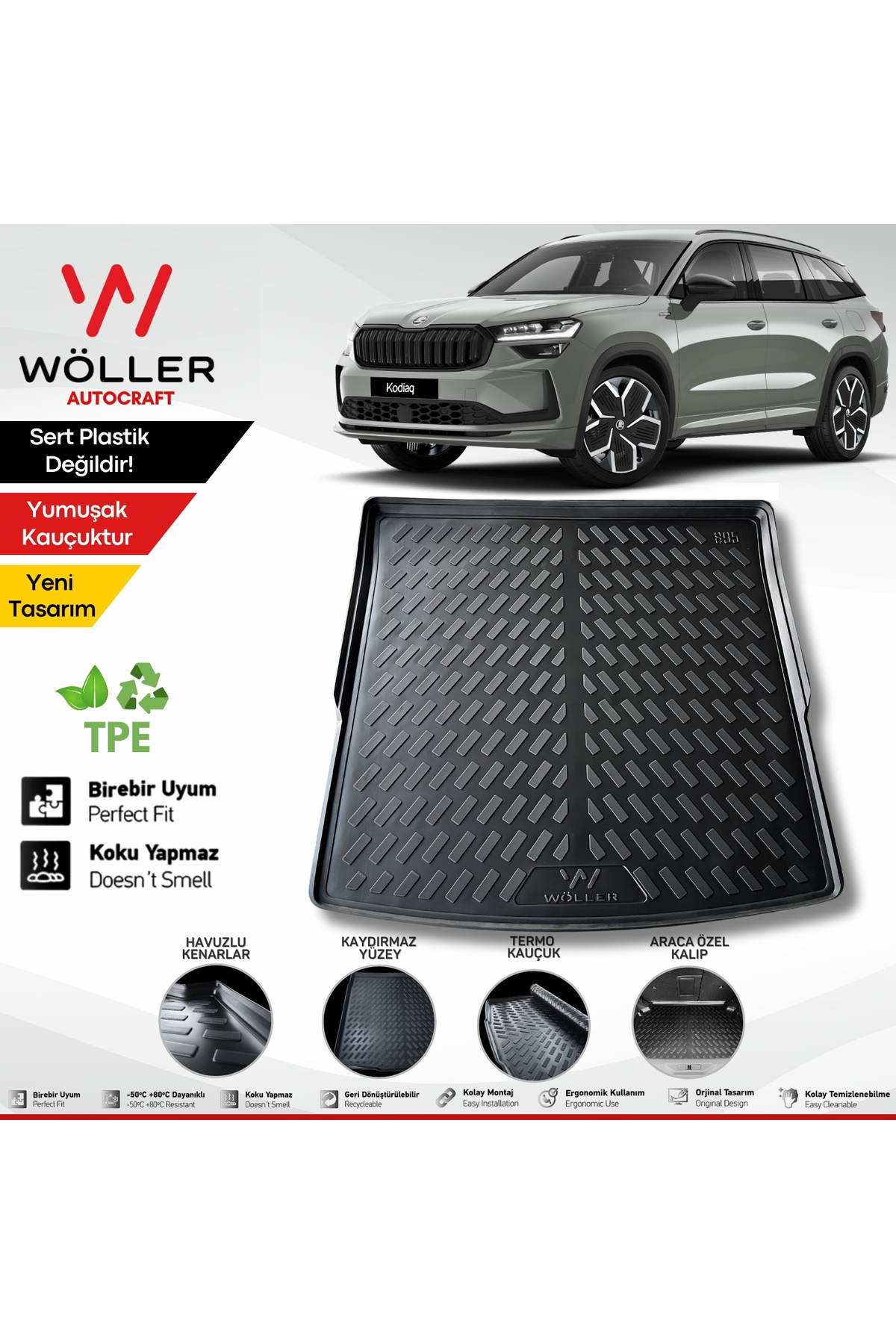 wöller Skoda Kodiaq Bagaj Havuzu 2024 Sonrası Uyumlu 3D Wöller Ultraflex Esnek