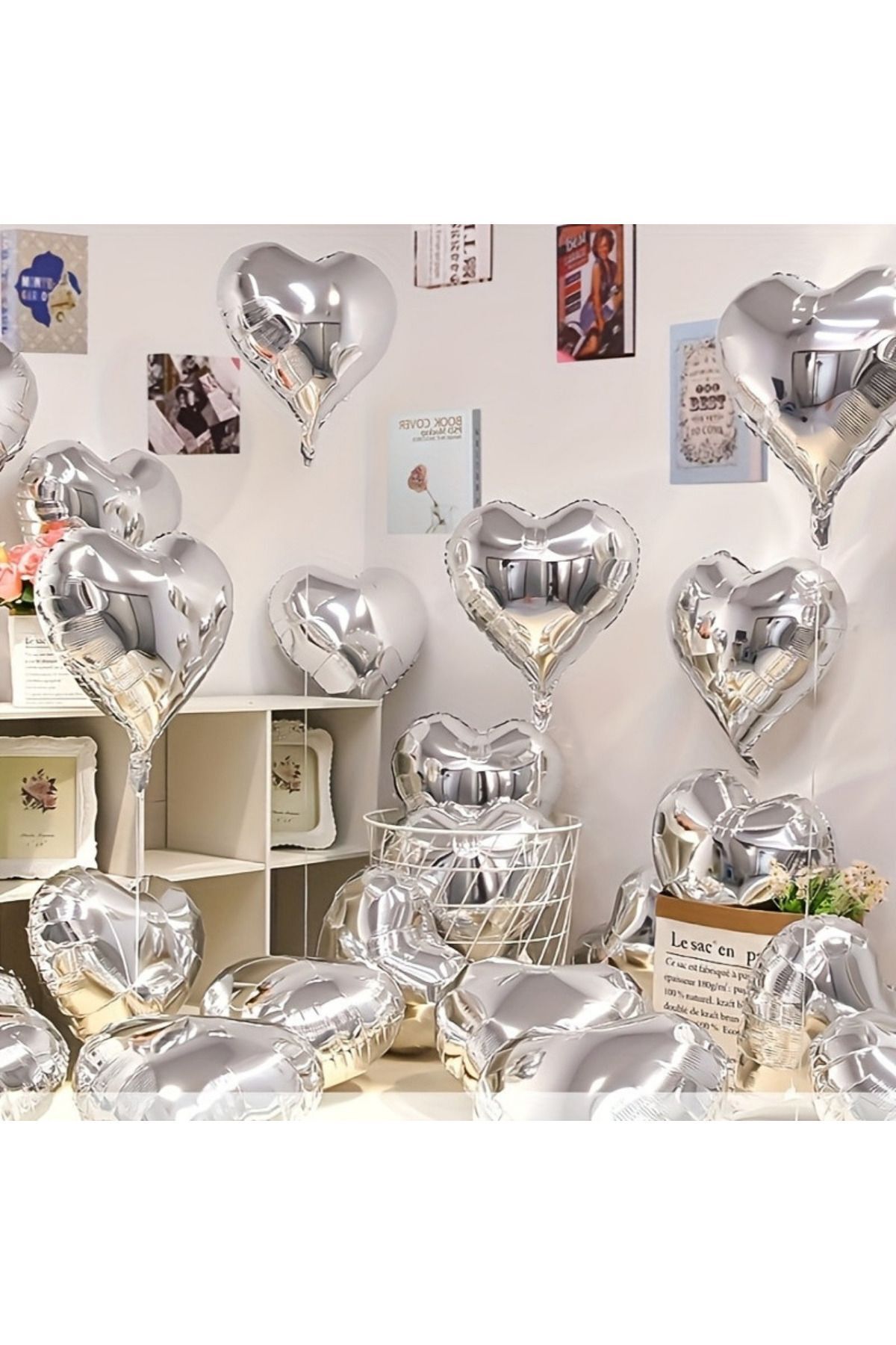 ATAKENT PARTİ-Metallic Shiny Heart Balloon Foil Set of 5 18 Inch 35-40 cm 1