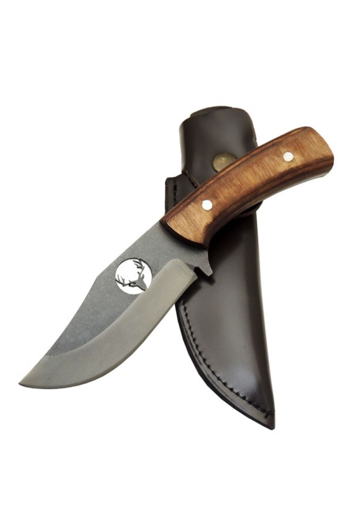 karadağsb Geyikli Ycl3 Eskitme Avcı Bıçağı 20Cm - Ahşap Sap, Kılıflı