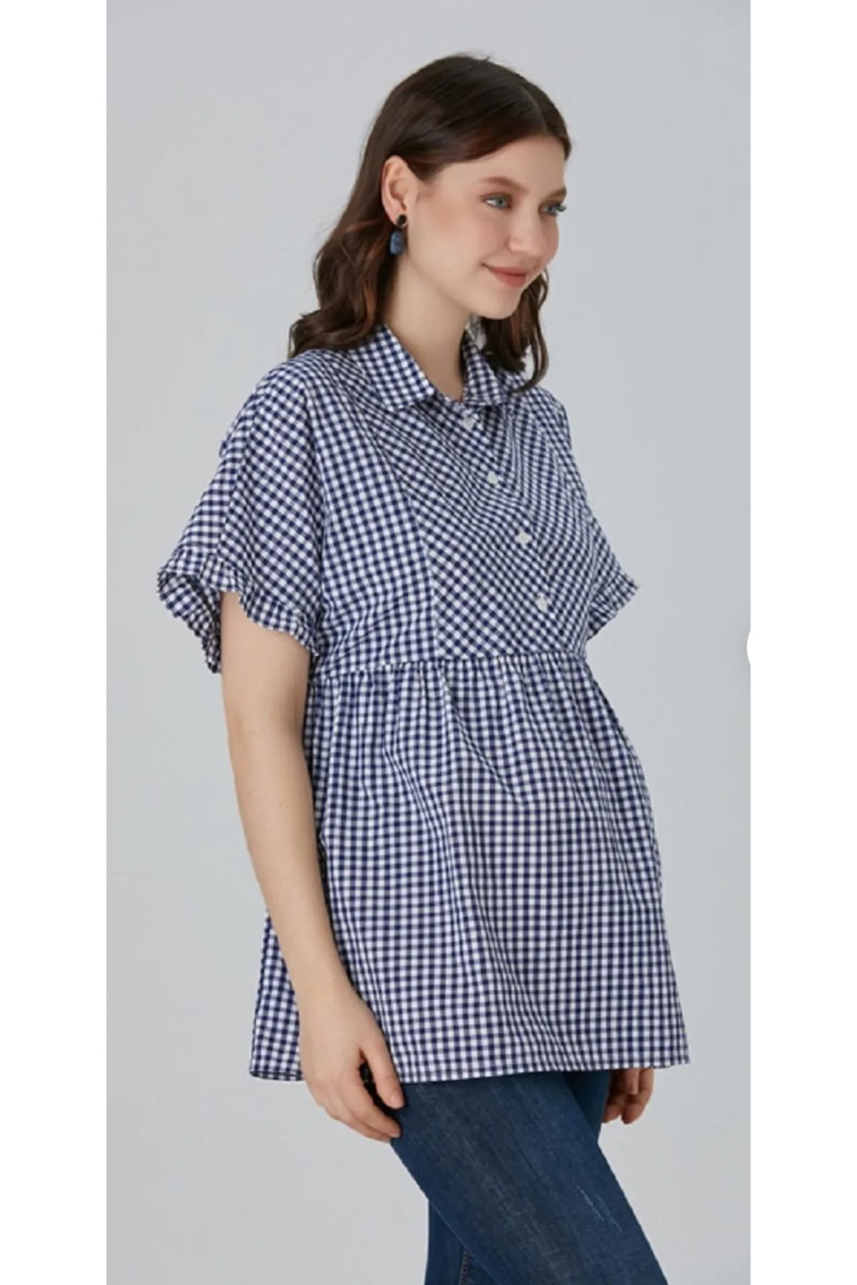LİYACA-Short Sleeve Maternity Shirt with Mathematical Irmeci 4