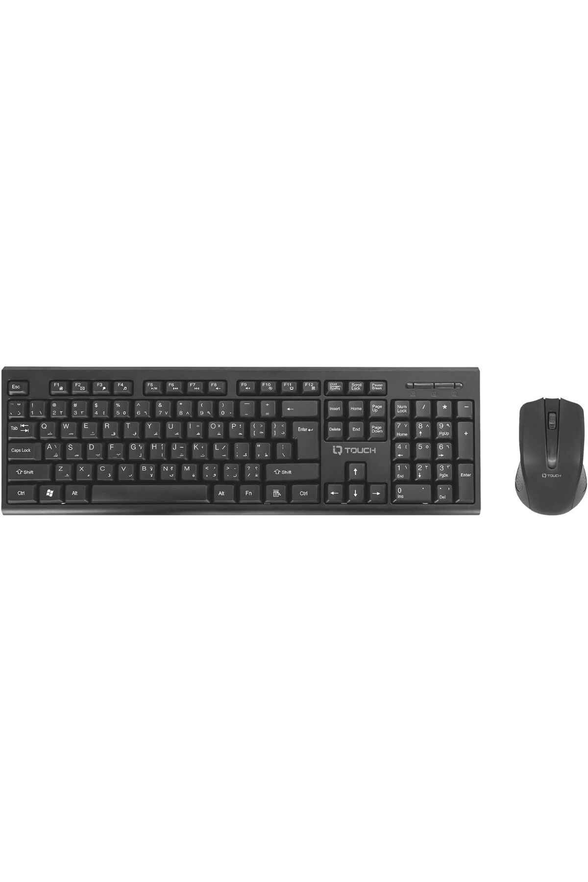 IQ TOUCH-Full-Size Wireless Keyboard & Mouse, English & Arabic Layout, Numpad, Plug & Play 1
