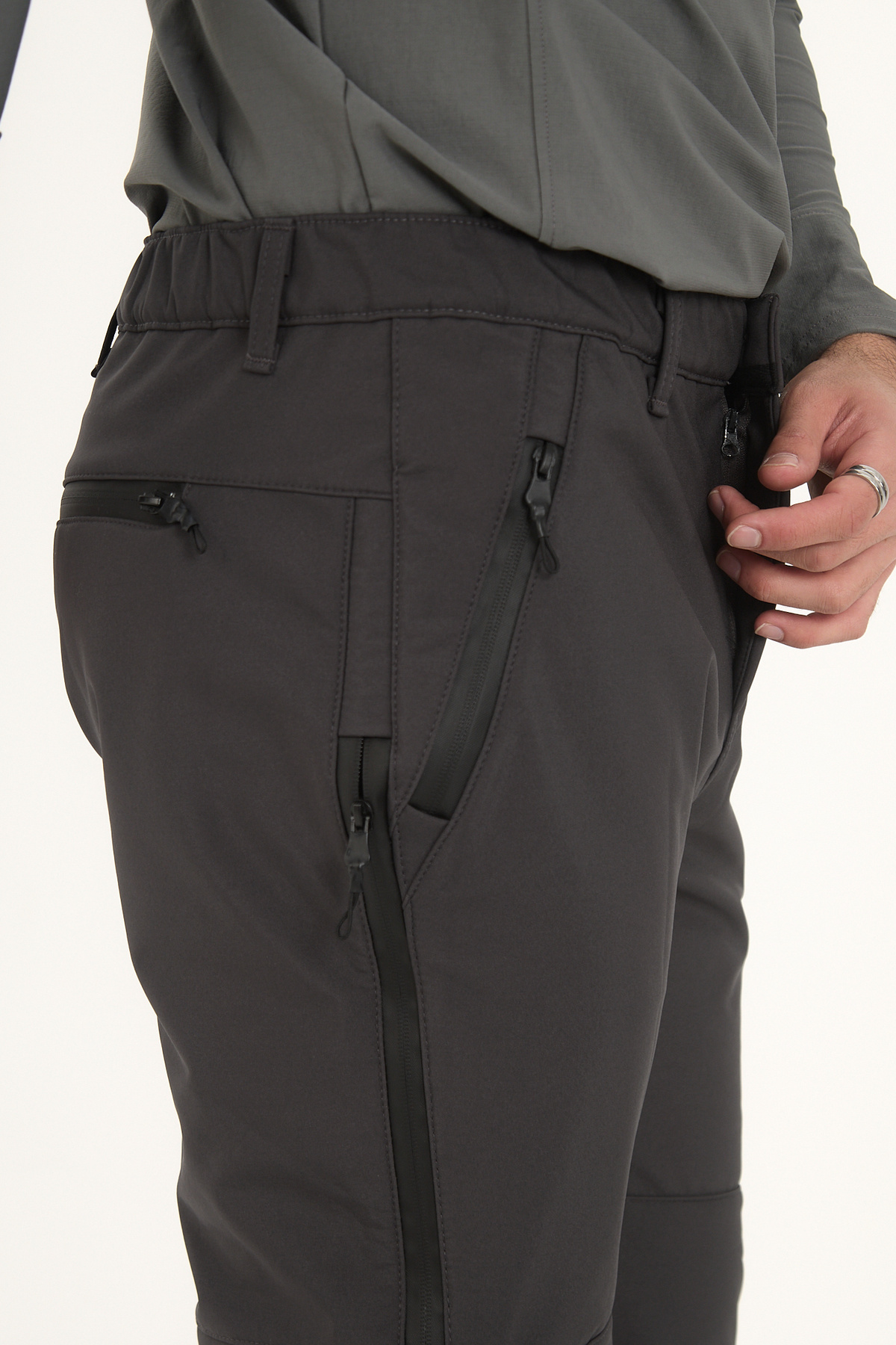 Camp Scoutland Camp595 Outdoor Tactical Softshell Su & Rüzgara Dayanıklı Kışlık Erkek Antrasit Taktik Pantolon