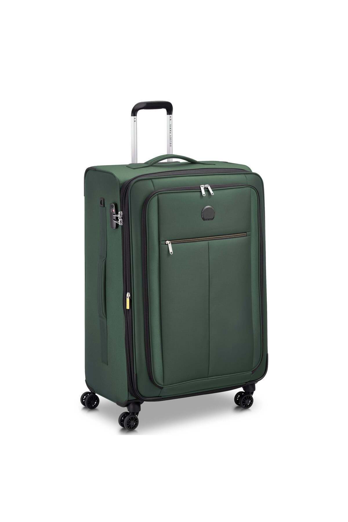 Delsey-Pin Up 6 Softcase 78cm Expandable 4 Double Wheel Check-In Luggage Trolley Green 2