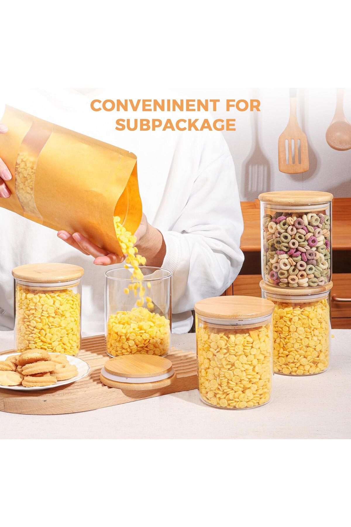 Home Zone-Set of 6, 750 ml Round Storage Jars with Lids or Spice, Coffee Jar, Tea and Sugar Container 3