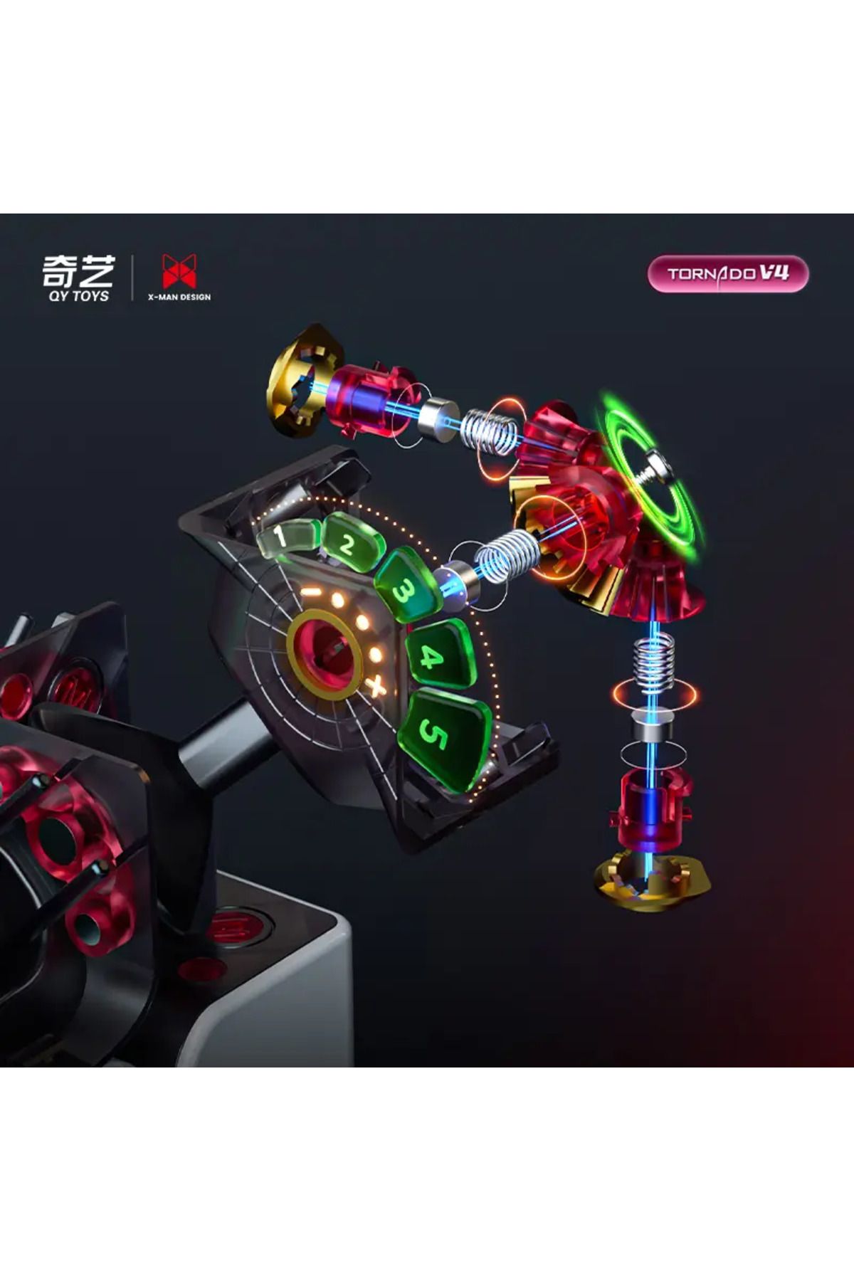 Qiyi-X-man Tornado V4 M _ (PIONEER UV) - لعبة تعليمية احترافية مكعب روبيك 3x3 5