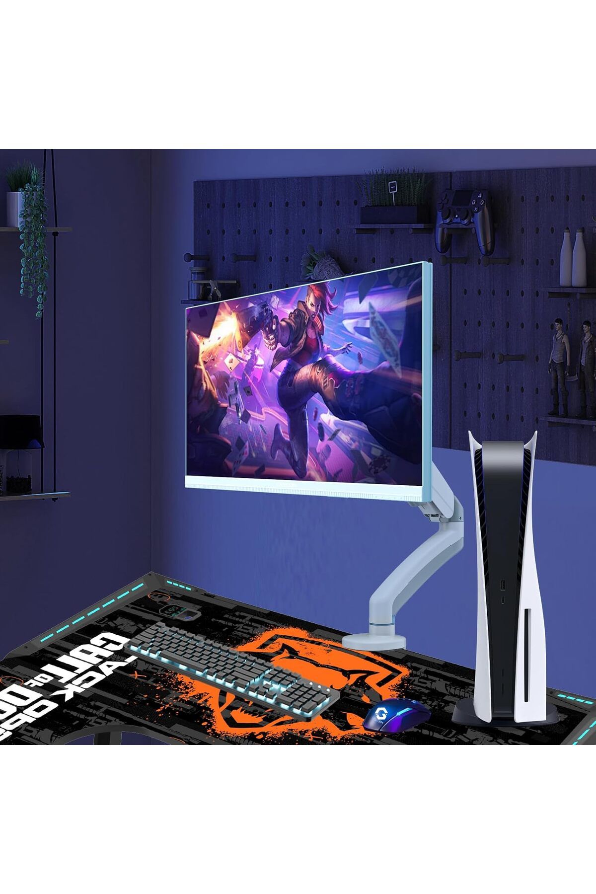 GAMEON-GO-5400 Mechanical Spring, Single Monitor Arm For Gaming And Office Use, Supports 17" - 32”, White 7