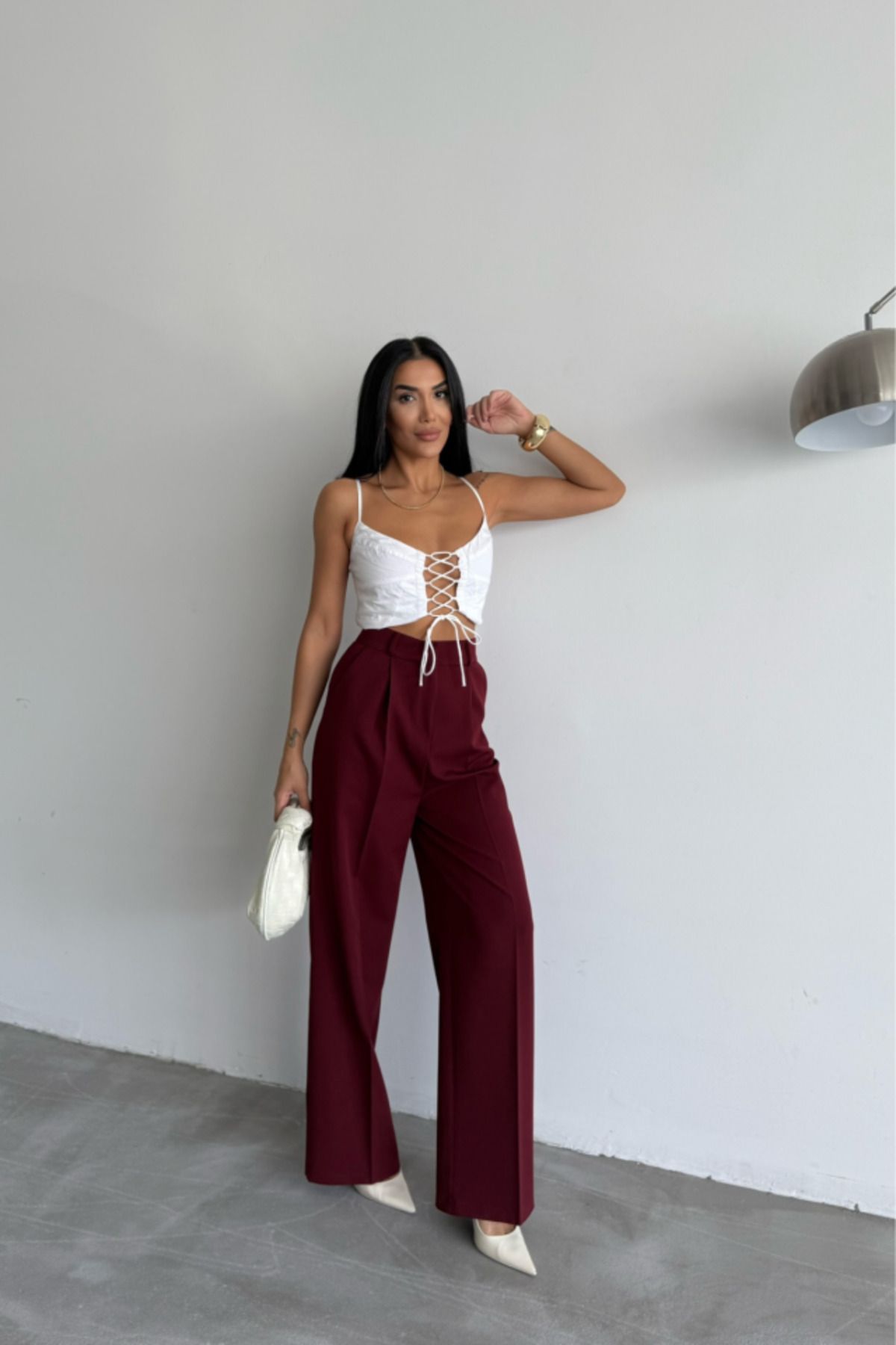 MODA PALAZZO PANTOLON - Bordo
