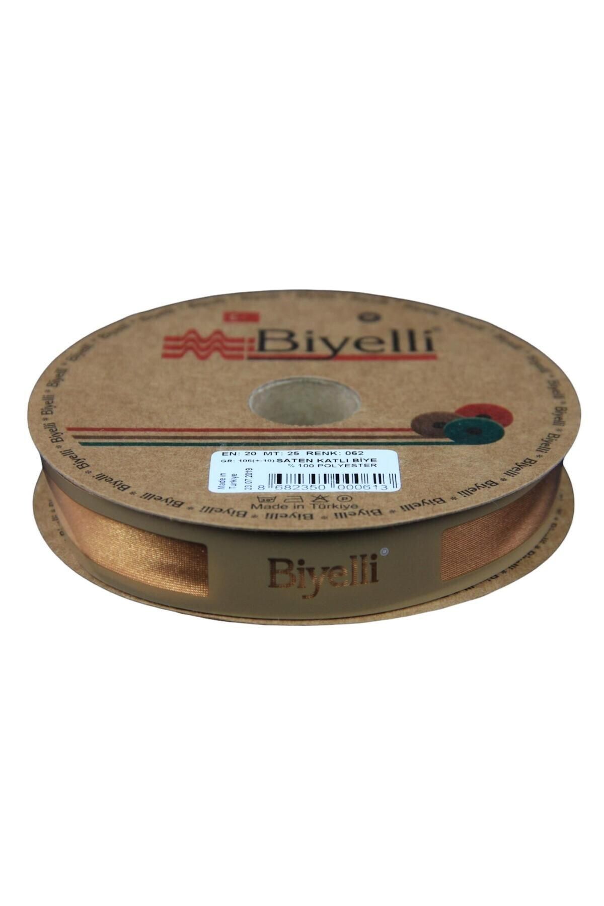 KfksStore Biye Saten Katlı 062 Açık Hardal 2 cm 25 Metre %100 Polyester