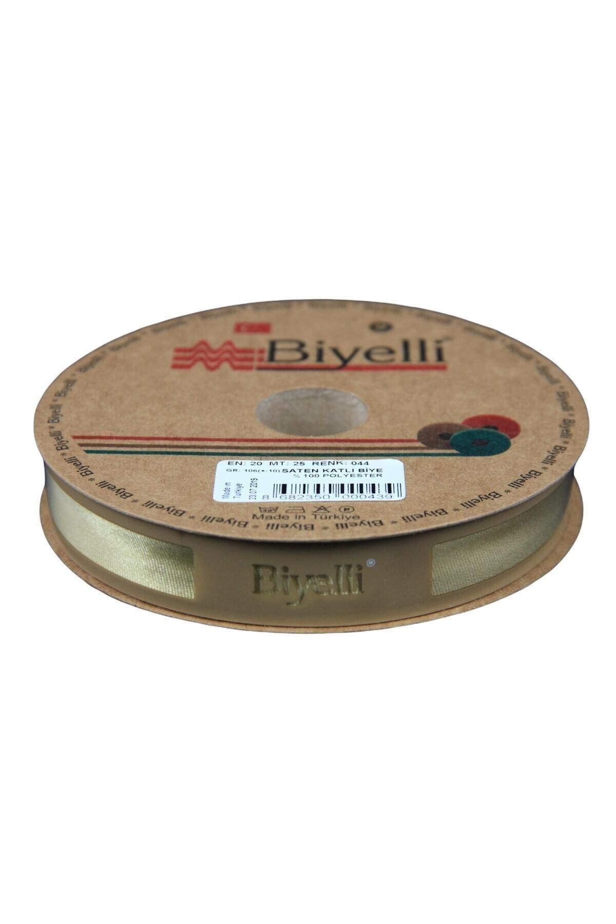 BirdoluSepet Biye Saten Katlı 044 Yağ Rengi 2 cm 25 Metre %100 Polyester