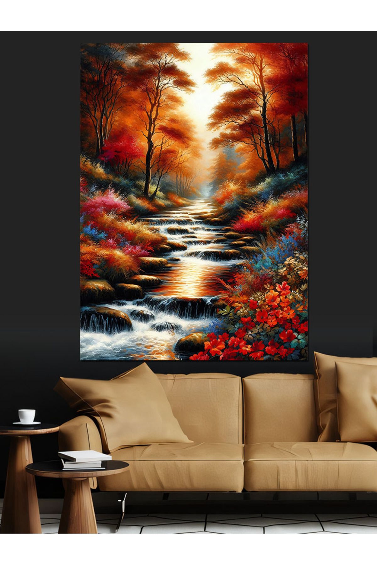 Tablomega-Autumn Creek Decorative Canvas - Mdf Wooden Table 1