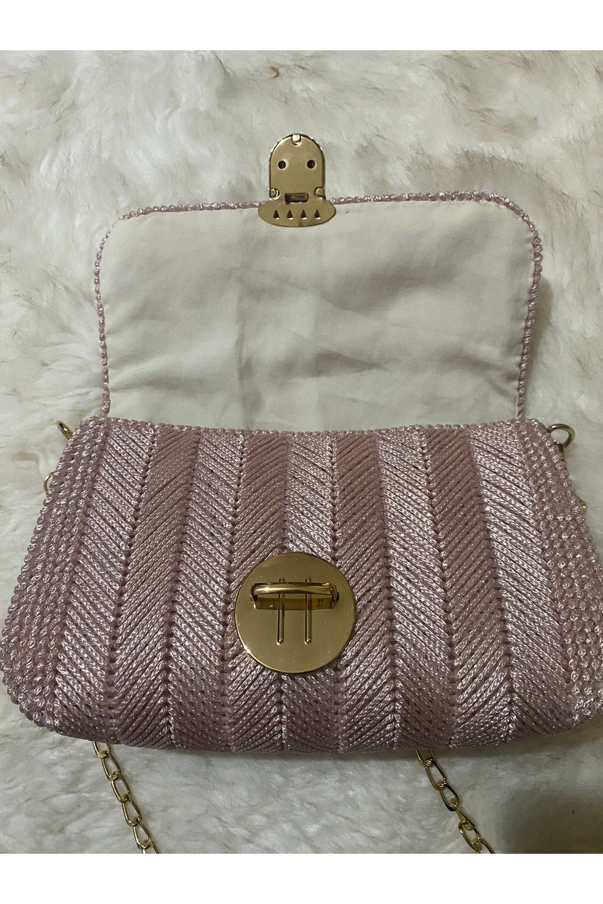 NEŞELİ HOME-Women's Canvas Model Pink Color Hand Embroidered, Hand and Arm, Shoulder Bag 7