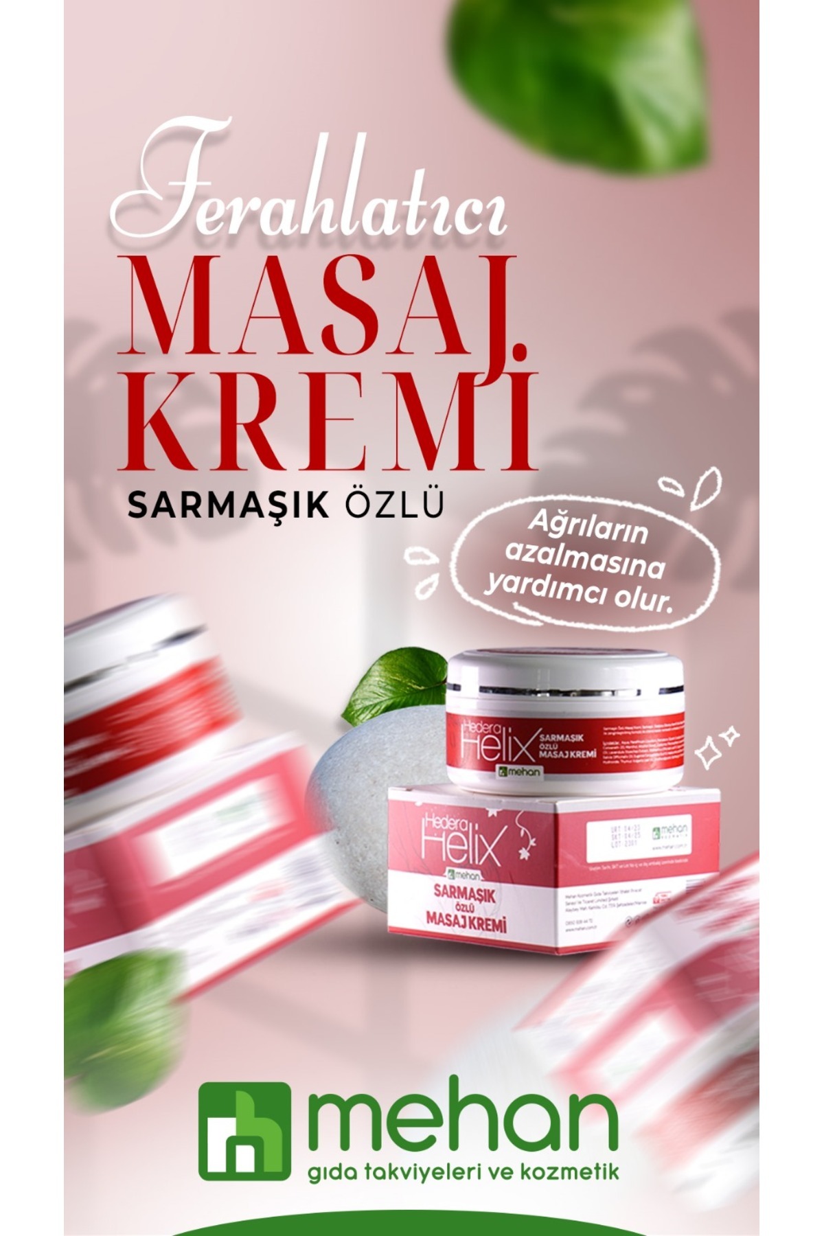 MEHAN Hedera Helix Sarmaşık Özlü Yatıştırıcı Masaj Kremi 100ml