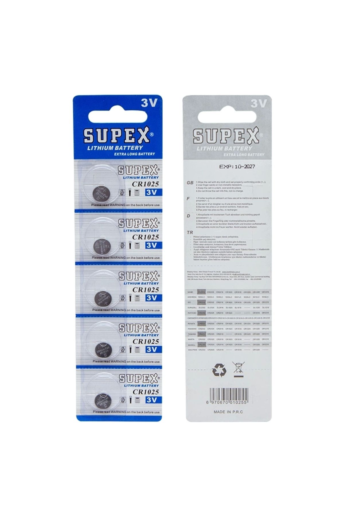Miravm Supex Cr1025 3 Volt Lityum Pil 5li Paket Fiyat (4172)