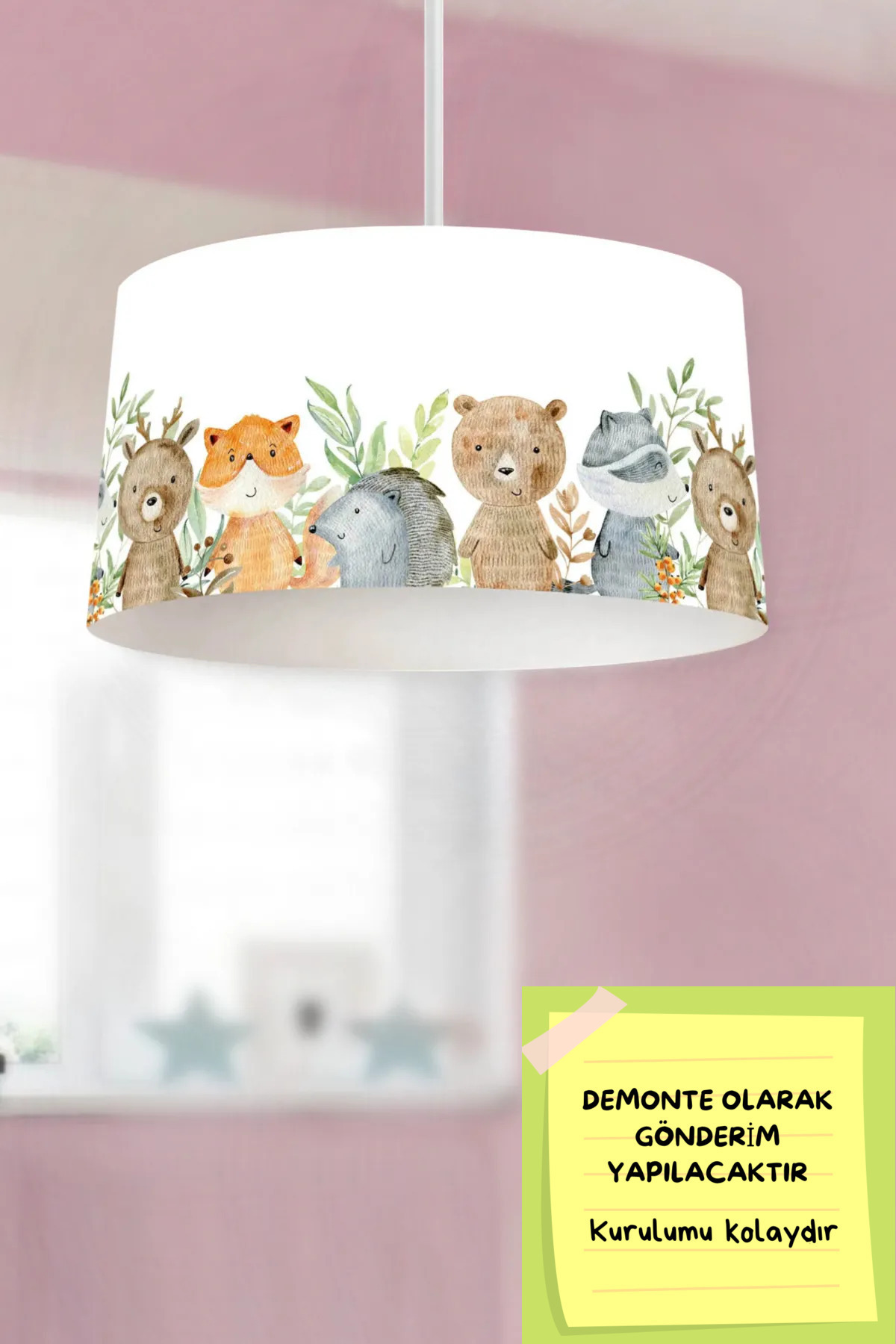 Paris Home-Children's Room Pendant Chandelier, Water Color Animals Patterned Pendant Chandelier 2