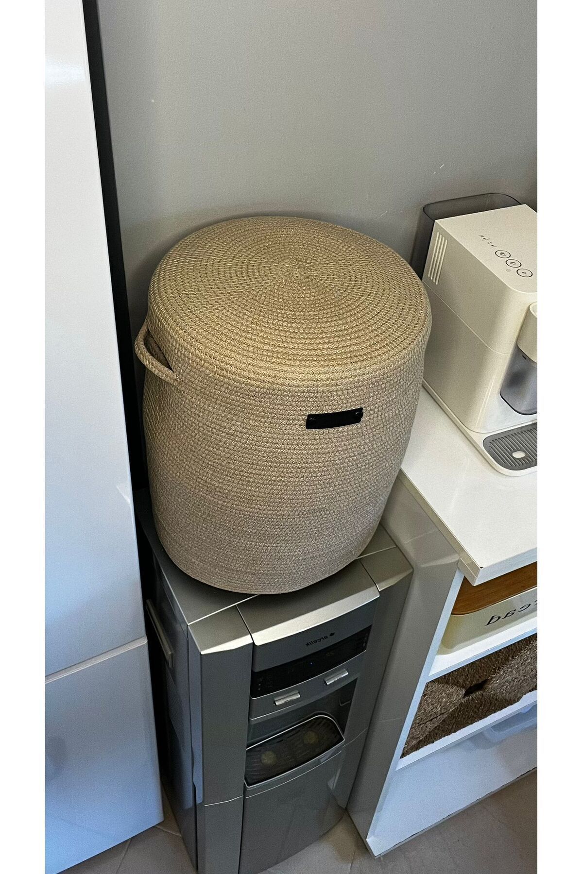 DOUBLE KNOT DESİGN Sebil Kılıfı Dekoratif Sepet - Organizer Hasır Jüt Tress Damacana Hediyelik