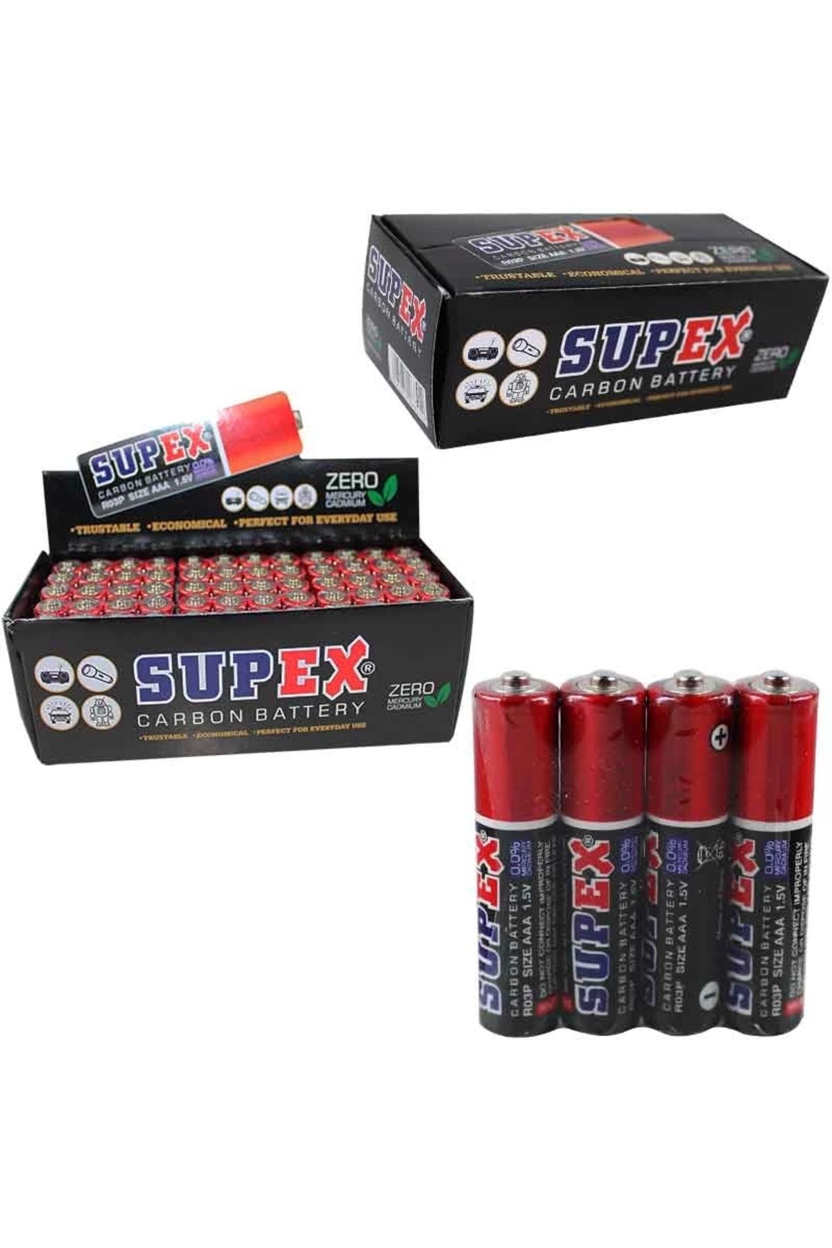 Miravm Supex R03 1.5v Aaa Çinko Karbon İnce Kalem Pil 60lı Paket (4172)