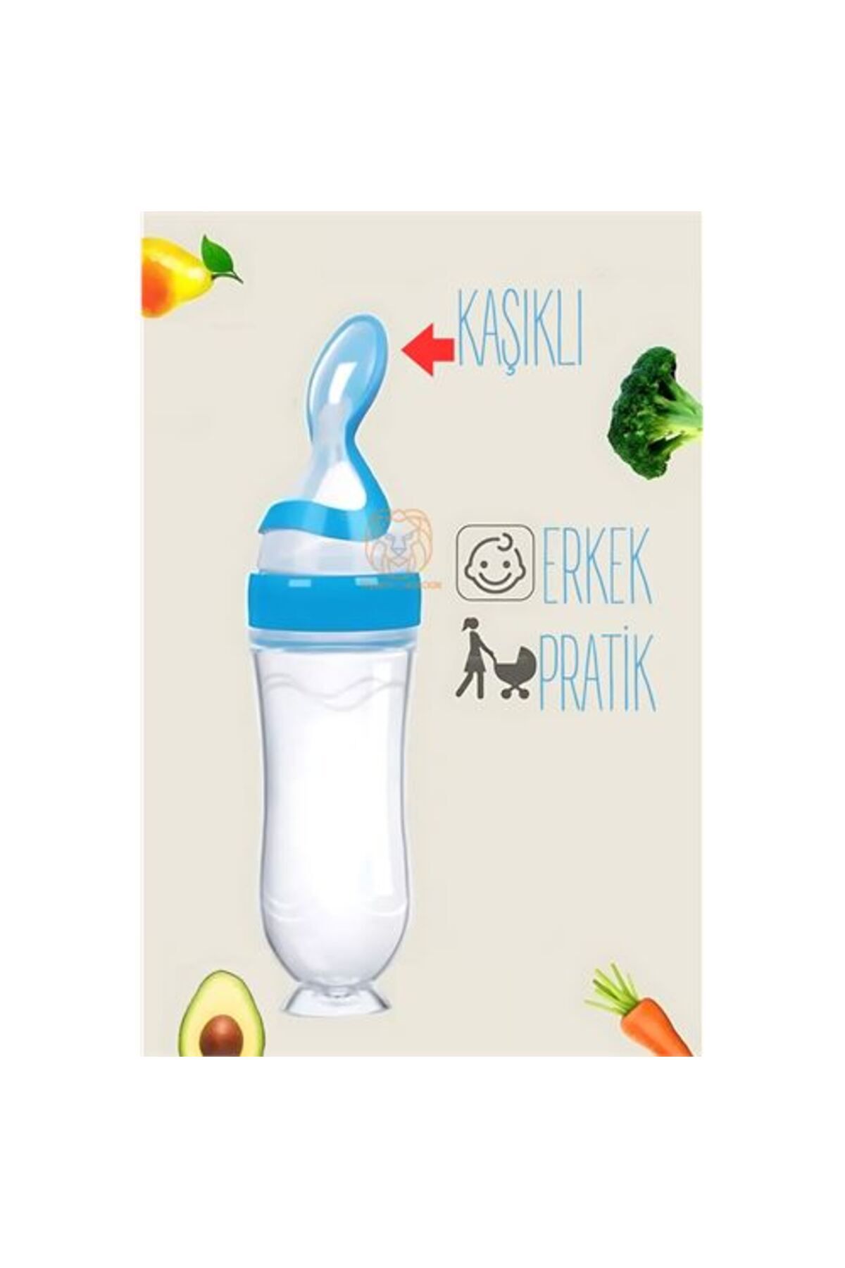 karadağsb Kaşıklı Mama Silikon Biberon Erkek Bebek Besleyici