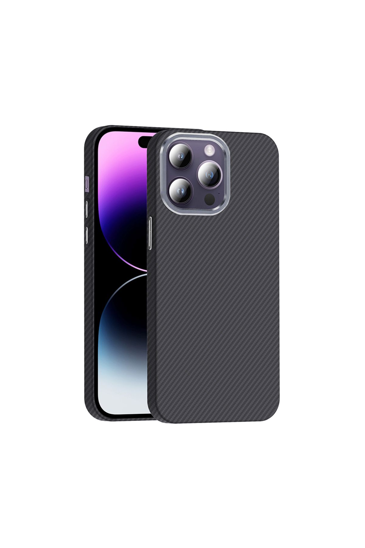 Rivor Apple iPhone 14 Pro Max Kılıf Kamera Çıkıntılı Magsafe Şarj Özellikli Karbon Fiber Görünümlü Kapak
