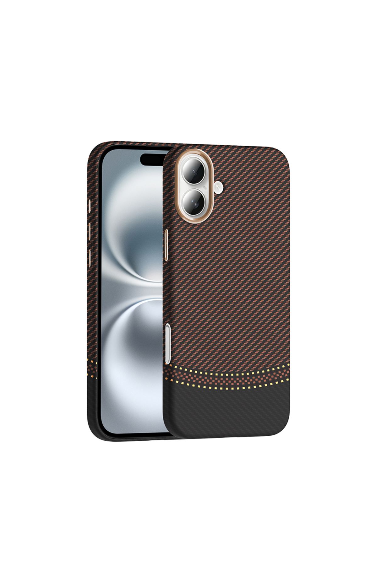 Rivor Apple iPhone 16 Plus Kılıf Kamera Çıkıntılı Magsafe Şarj Özellikli Karbon Fiber Görünümlü Kapak
