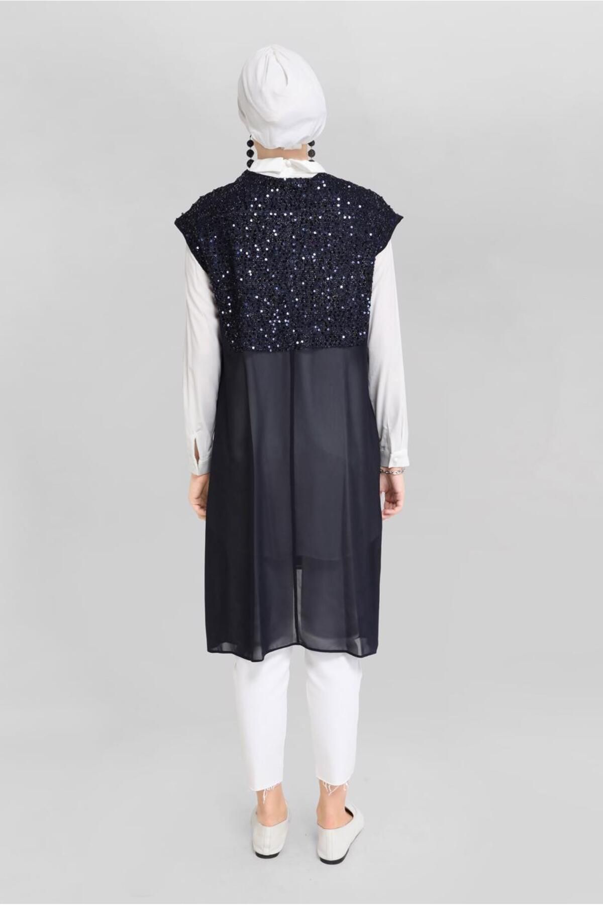 Alvina-40569 Model Double Tunic with Sequins 3