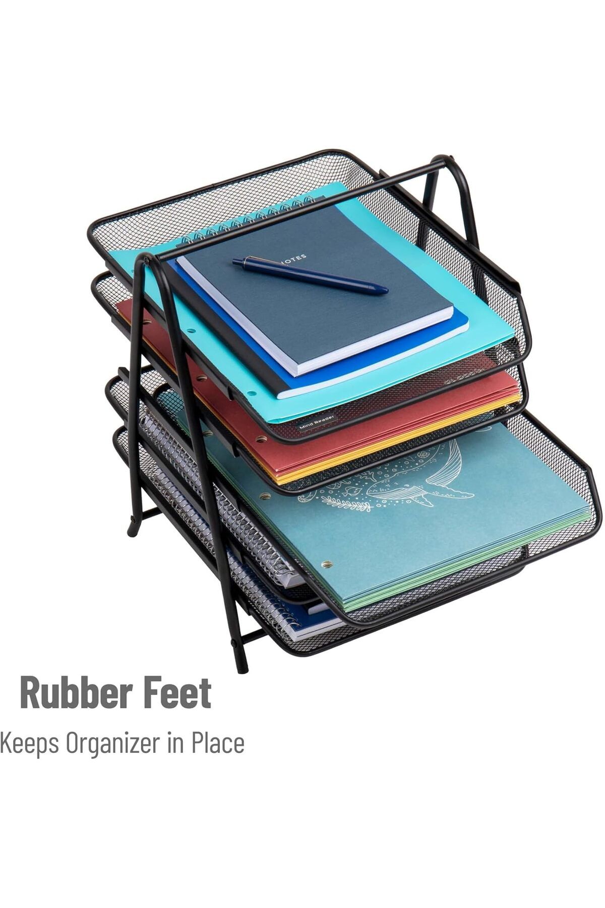 COOYA-Desk Organizer with 5 Sliding Trays & a Handle,for Letters,Documents,Mail,Files,Paper,34x29x36cm 3