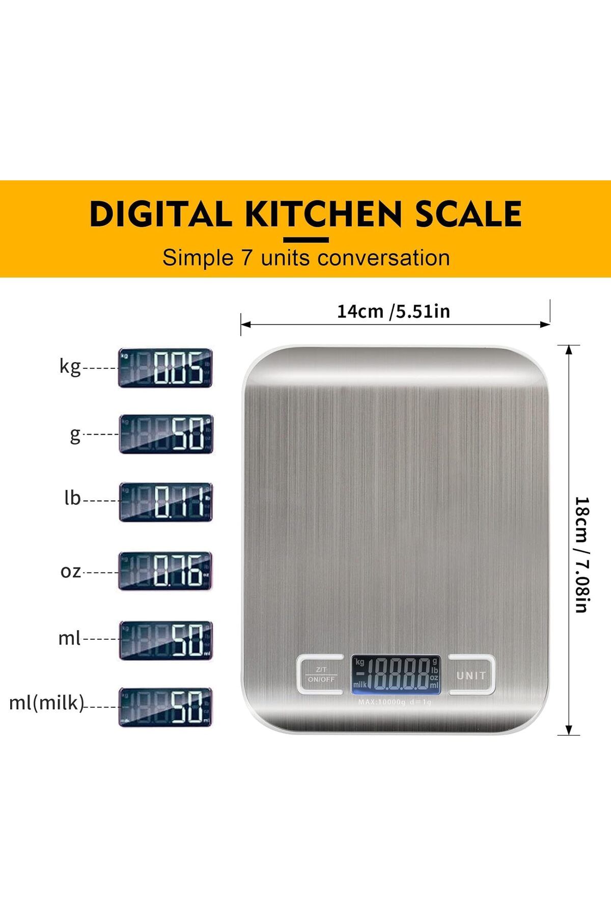 Generic-SKY-TOUCH Digital Kitchen Scale Multifunction Food Scale, Touch Button, Tare Function, Ultra Slim w 4