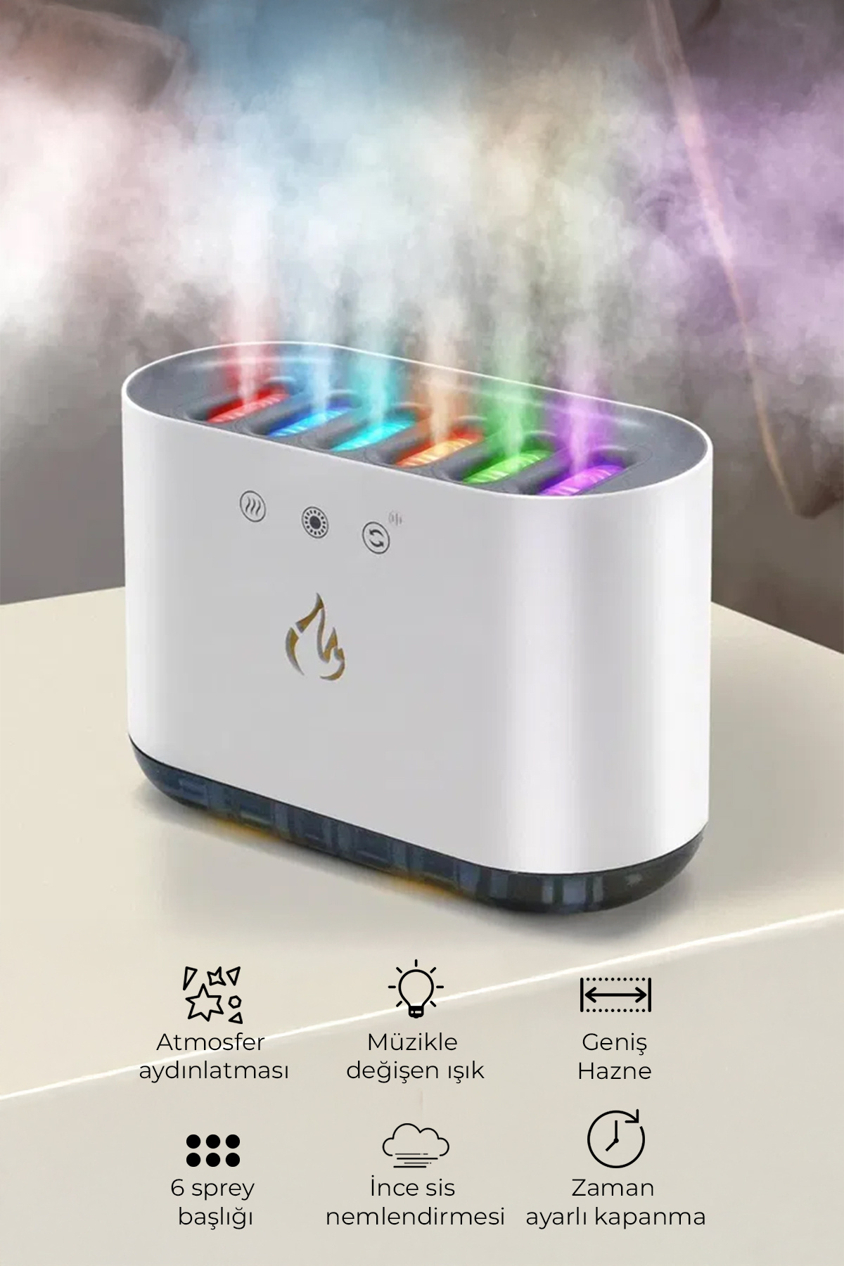 DEMPOWER Müzikle Renk Değiştiren RGB Buhar Makinesi 900ML