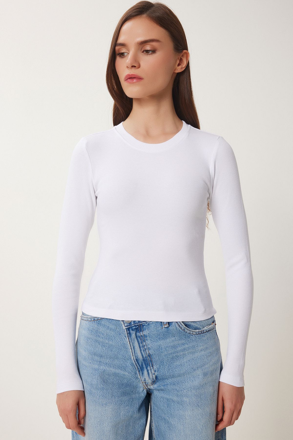 Lovelyİstanbul-Basic Corduroy Forest Blouse White Lus0105 4