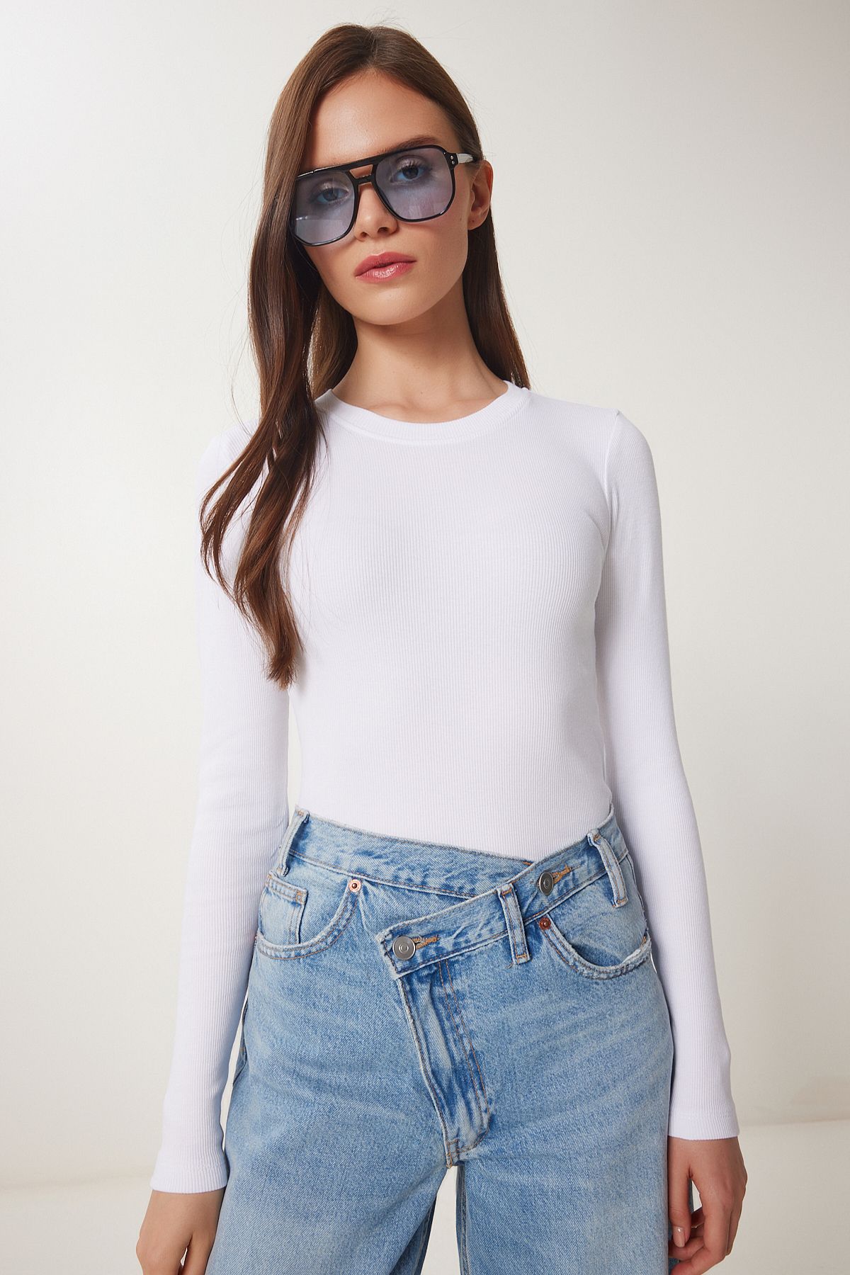 Lovelyİstanbul-Basic Corduroy Forest Blouse White Lus0105 1