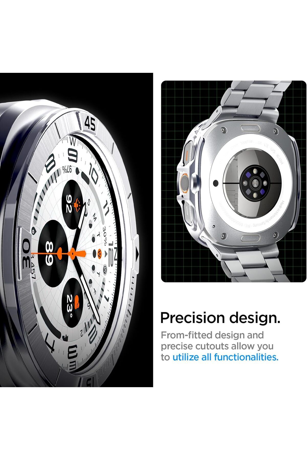 Spigen-Bezel Tune Pro For Samsung Galaxy Watch Ultra 47mm Bezel Ring Protector cover with - Silver 7