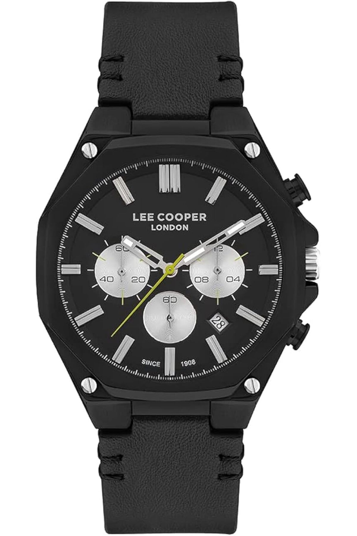 Generic-Lee Cooper Men Quartz Movement Watch Multi Function Display And Leather Strap Lc07318 651 Black 1