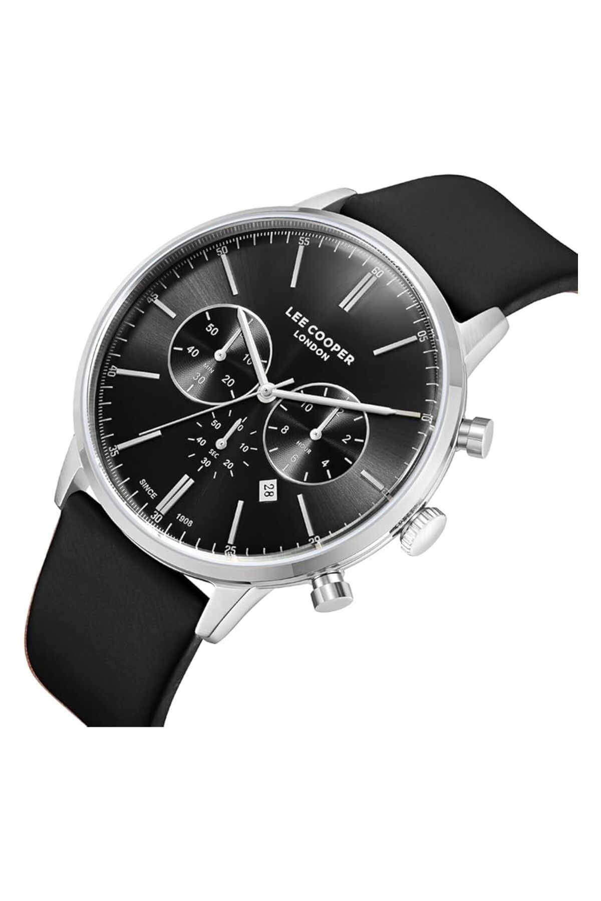 Generic-Lee Cooper Men Pe932 Movement Watch Multi Function Display And Leather Strap Lc08043 351 Black 2
