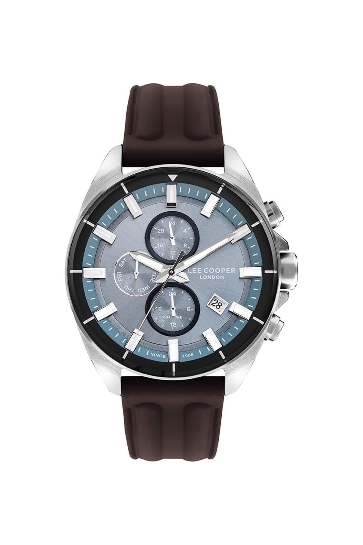 Generic-Lee Cooper Men Vx9Ne1 Movement Watch Multi Function Display And Silicone Strap Lc07881 394 Brown 1