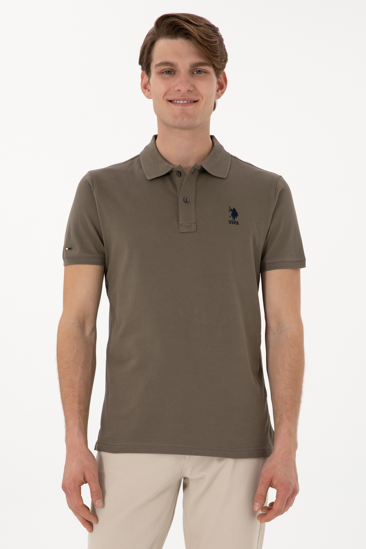 یو اس پولو تی شرت مردانه پولو مدل Slim Fit یقه سمور کد ۵۰۲۹۸۰۱۱-VR052