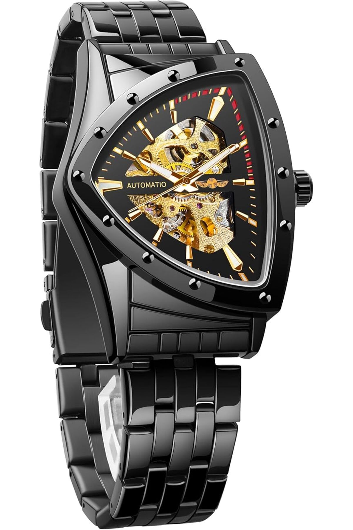 Generic-Forsining Skeleton Watches For Men Automatic Mechanical Watch With Triangle Dial Luminous Self 1