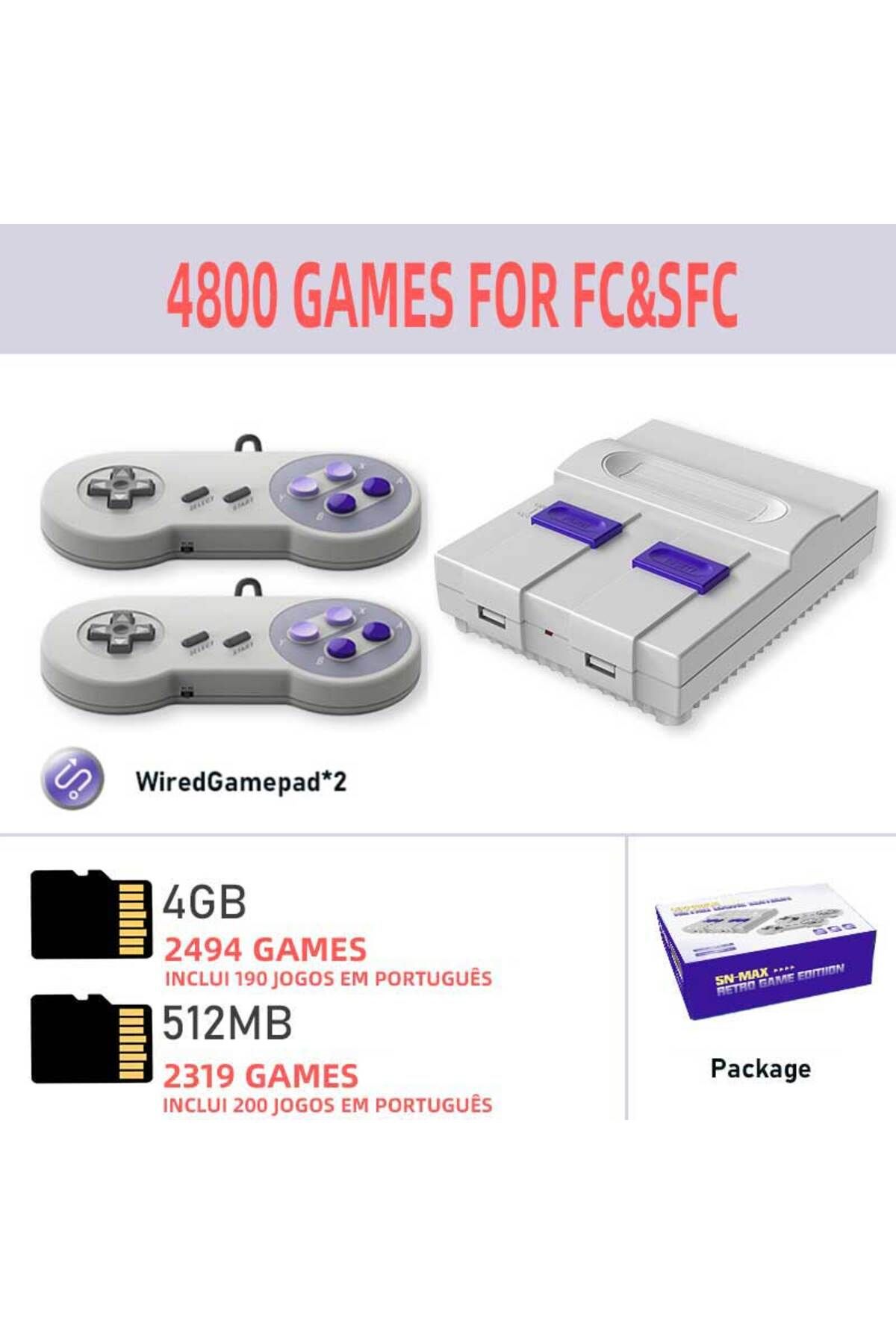 VILCORN-2P Wired BR 4800 VILCORN 16-Bit Wireless/Wired Retro Video Game Console Built-in 4800+ Games for Eve 1
