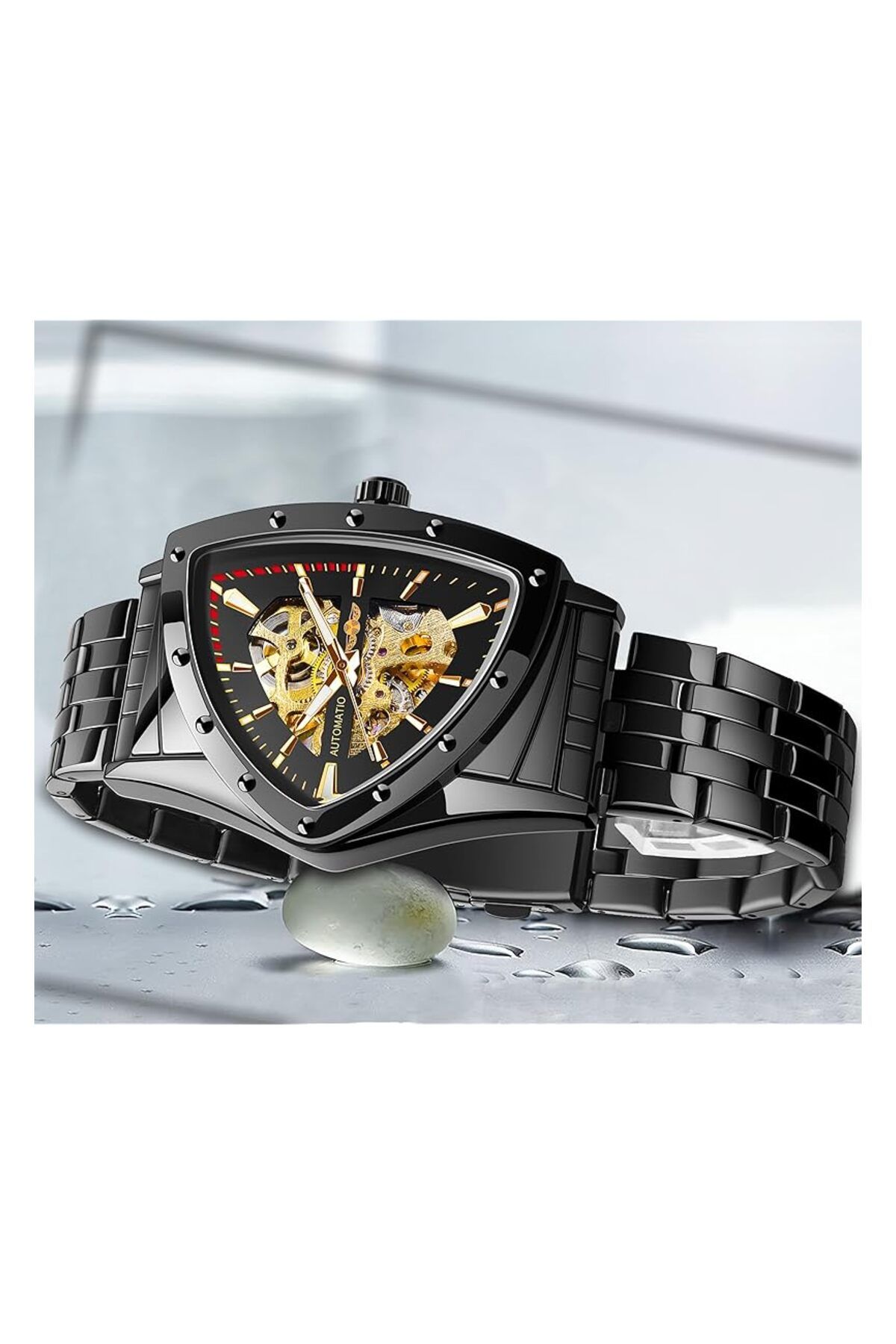 Generic-Forsining Skeleton Watches For Men Automatic Mechanical Watch With Triangle Dial Luminous Self 5