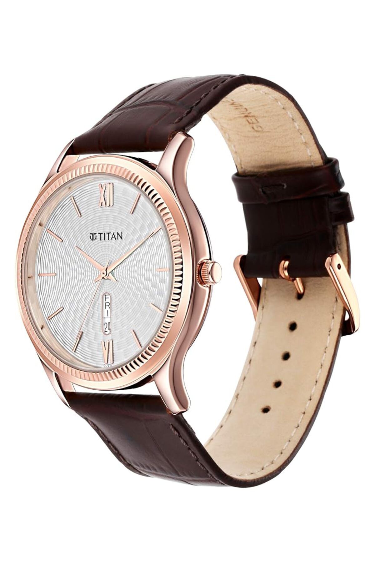 Generic-Titan Men Leather Analog Silver Dial Watch 1824Wl02 1824Wl02 Band Color Brown 3