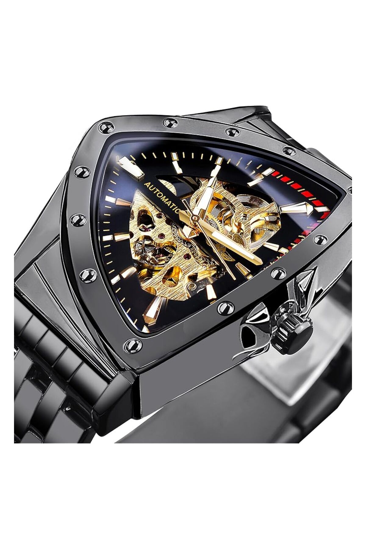 Generic-Forsining Skeleton Watches For Men Automatic Mechanical Watch With Triangle Dial Luminous Self 2