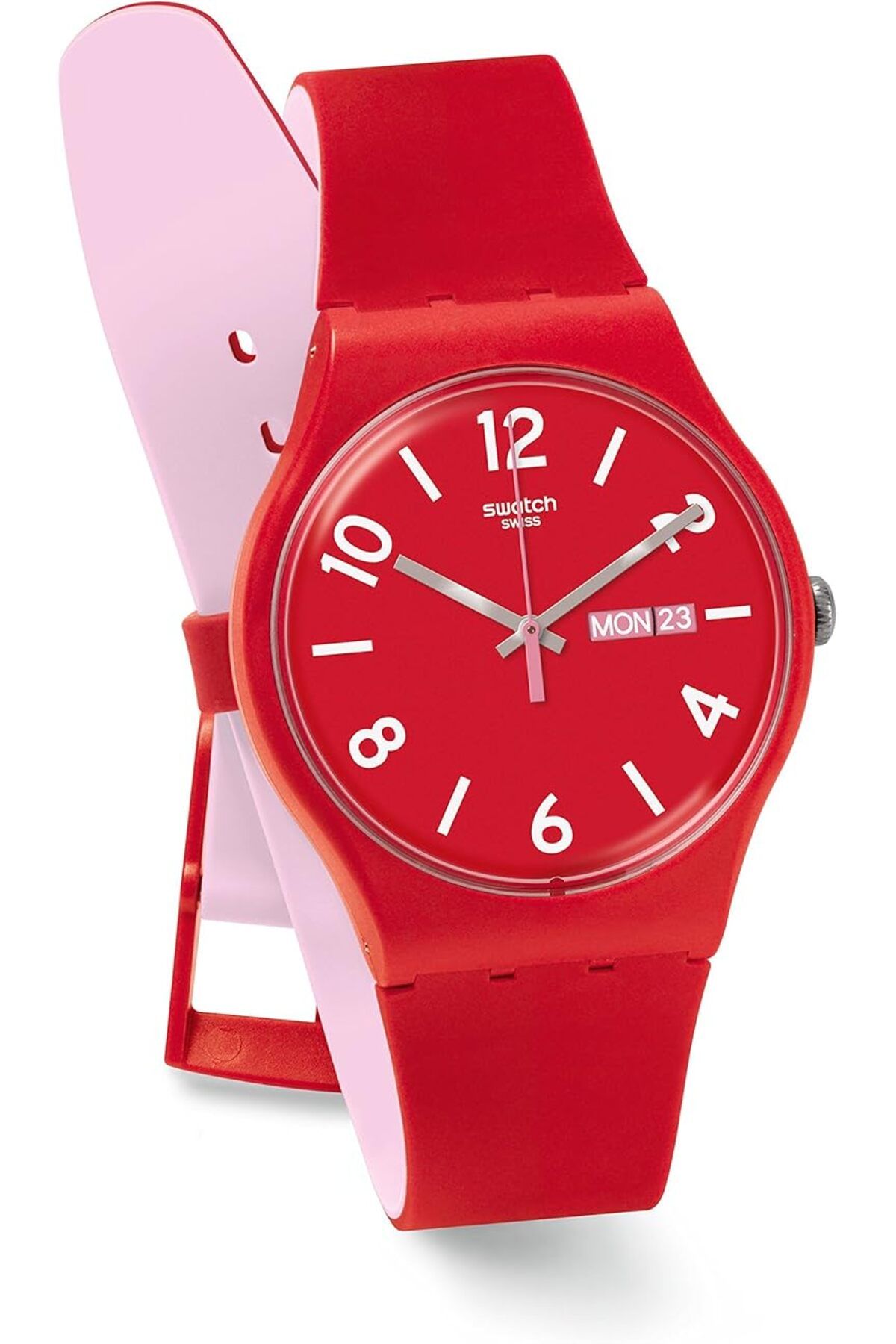 Generic-Swatch Quartz Watch Unisex Backup Red 41 Mm 4
