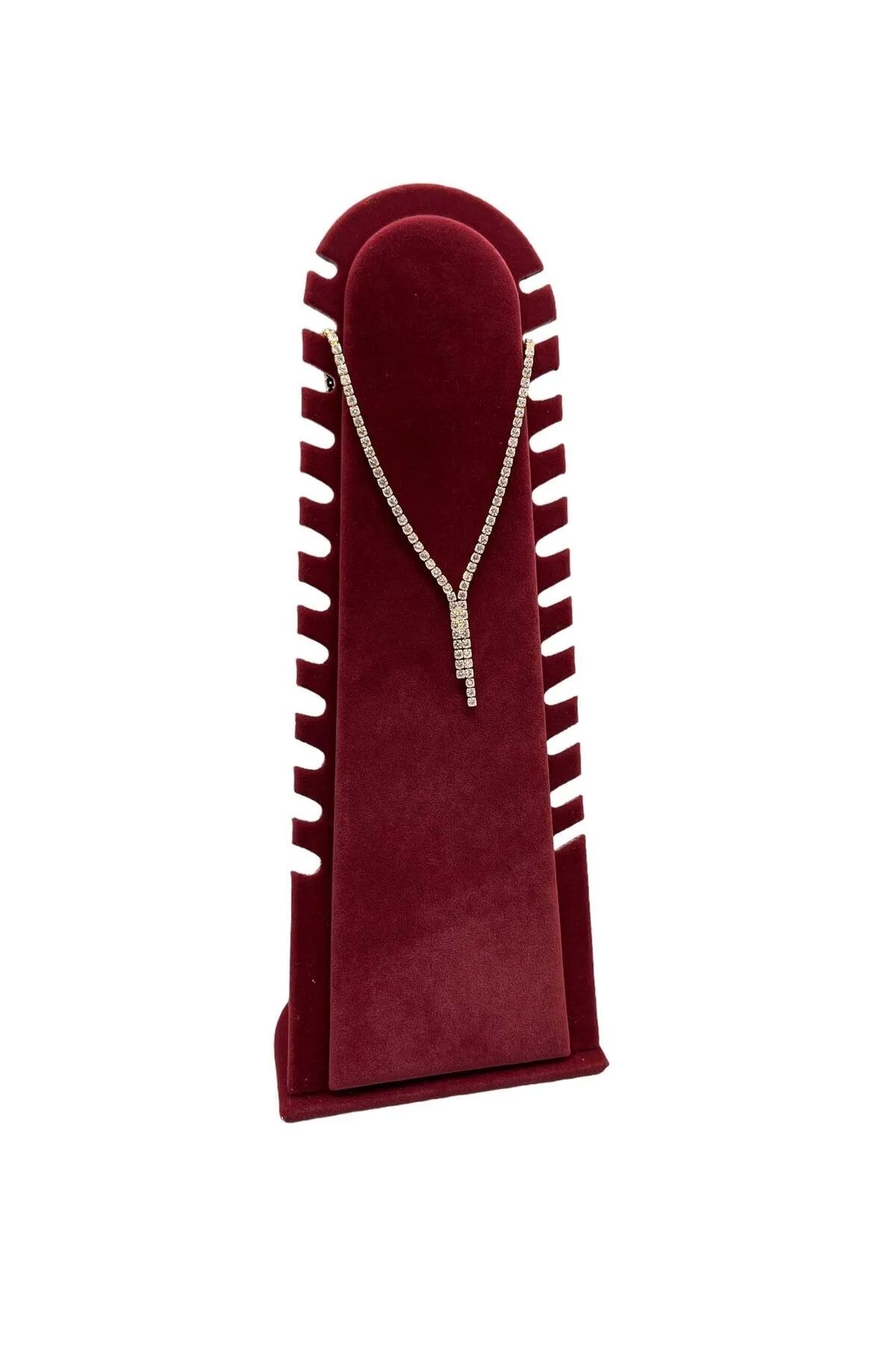 MeGass Dekor-Burgundy Riyadh Model Suede Necklace - 31/11 cm Legs, Display Stand 1