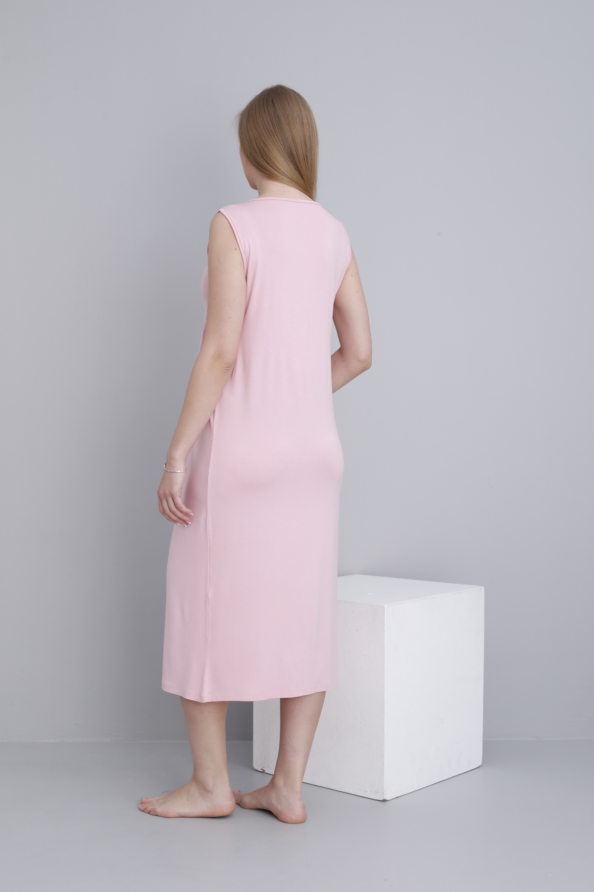 Miss Dünya Lissa Sabahlıklı Emzirmeye Uygun Şerit Detaylı Hamile ve Lohusa Sıfır Kol Gecelik Takımı fotoğrafı 4 (önizleme)