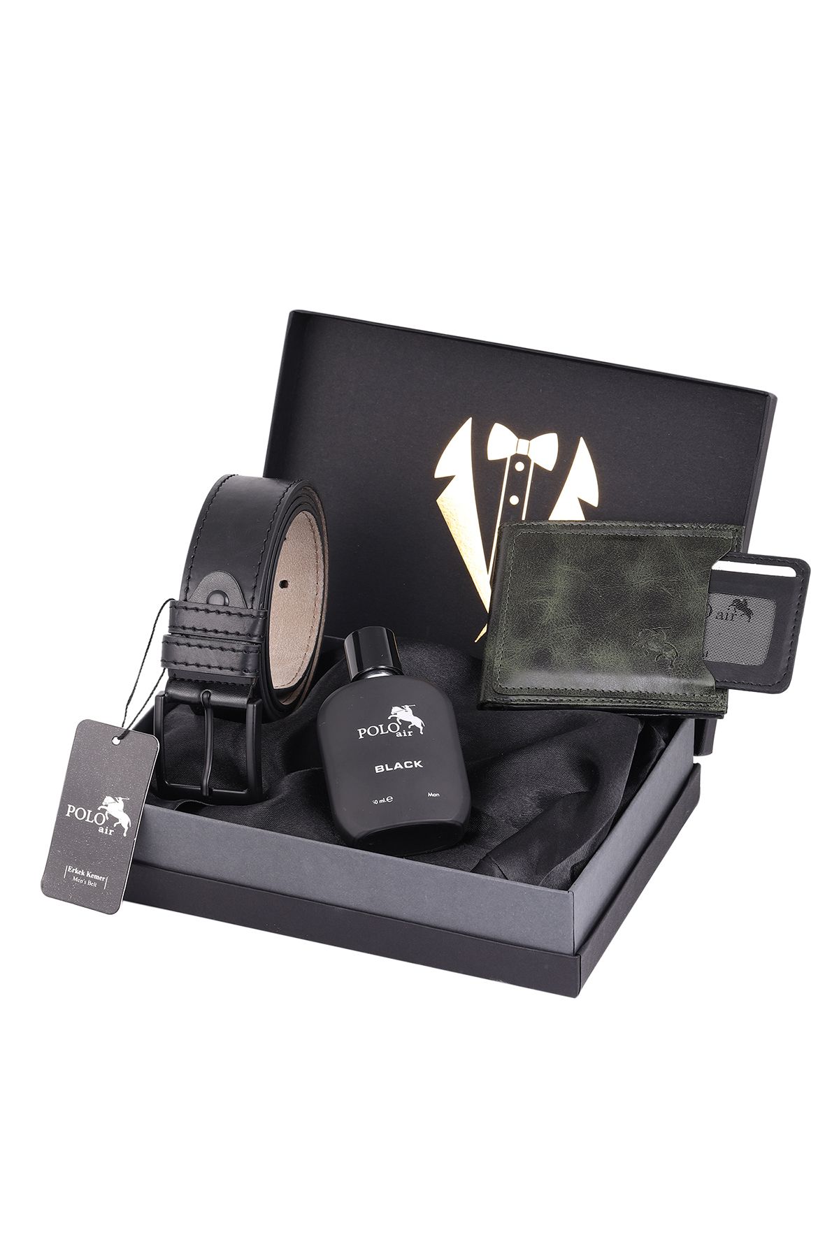 کیف پول مردانه داماد 4 DAILY STYLISH با جعبه: کمربند کارت مقدس عطر polo air