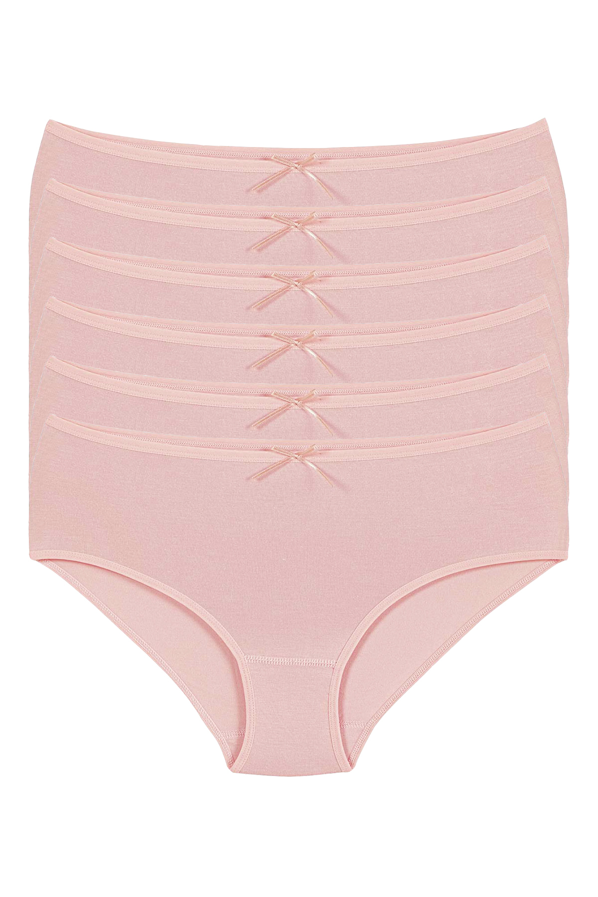 BAMBOO HIGH WAIST LYCRA PANTIES 6 PIECES POWDER KOD3924
