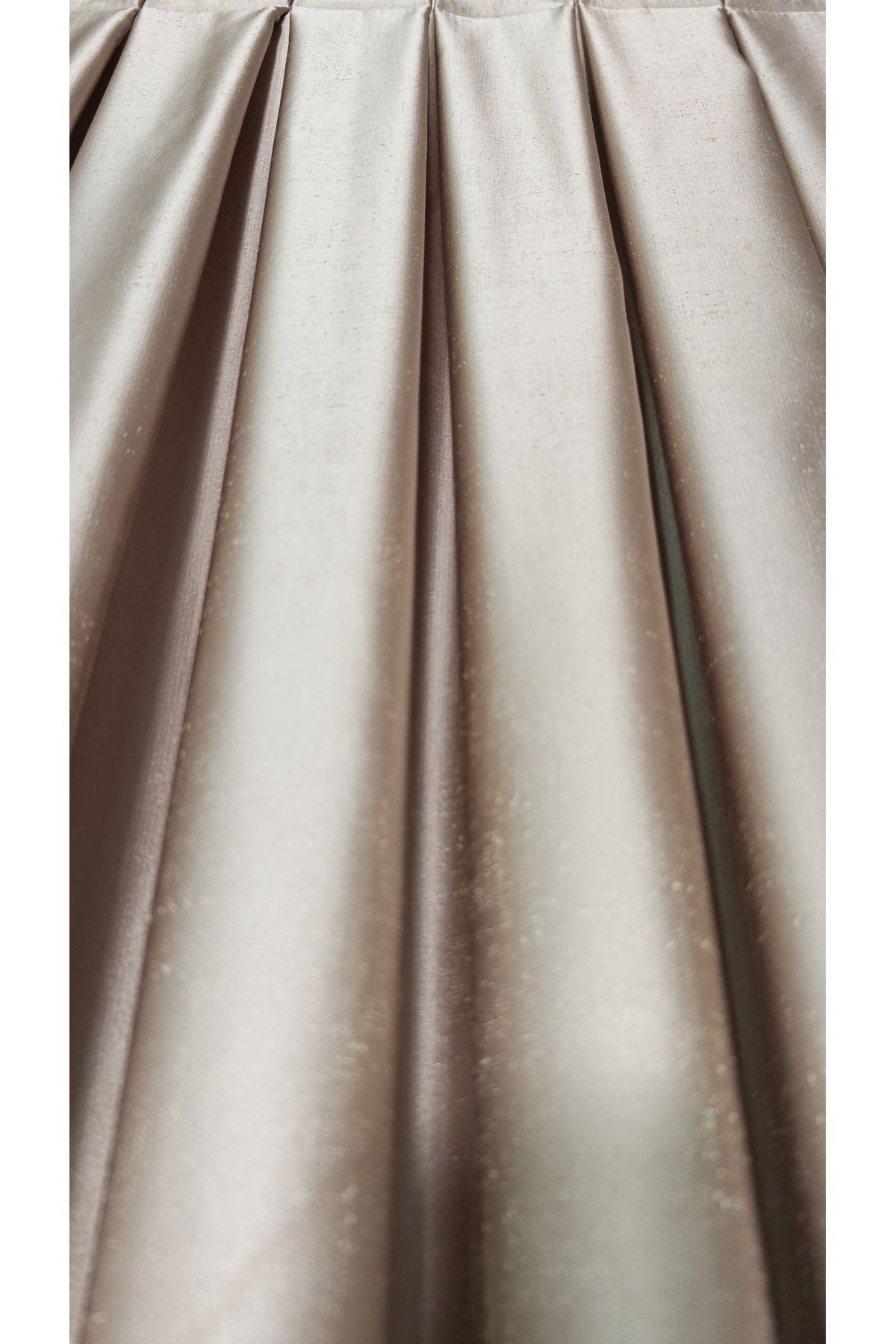 Yuka-Milano Adde Panel Background Curtain, Mink Brown and Gold Stripe Single Wing 1/3 Dense Pleated 3