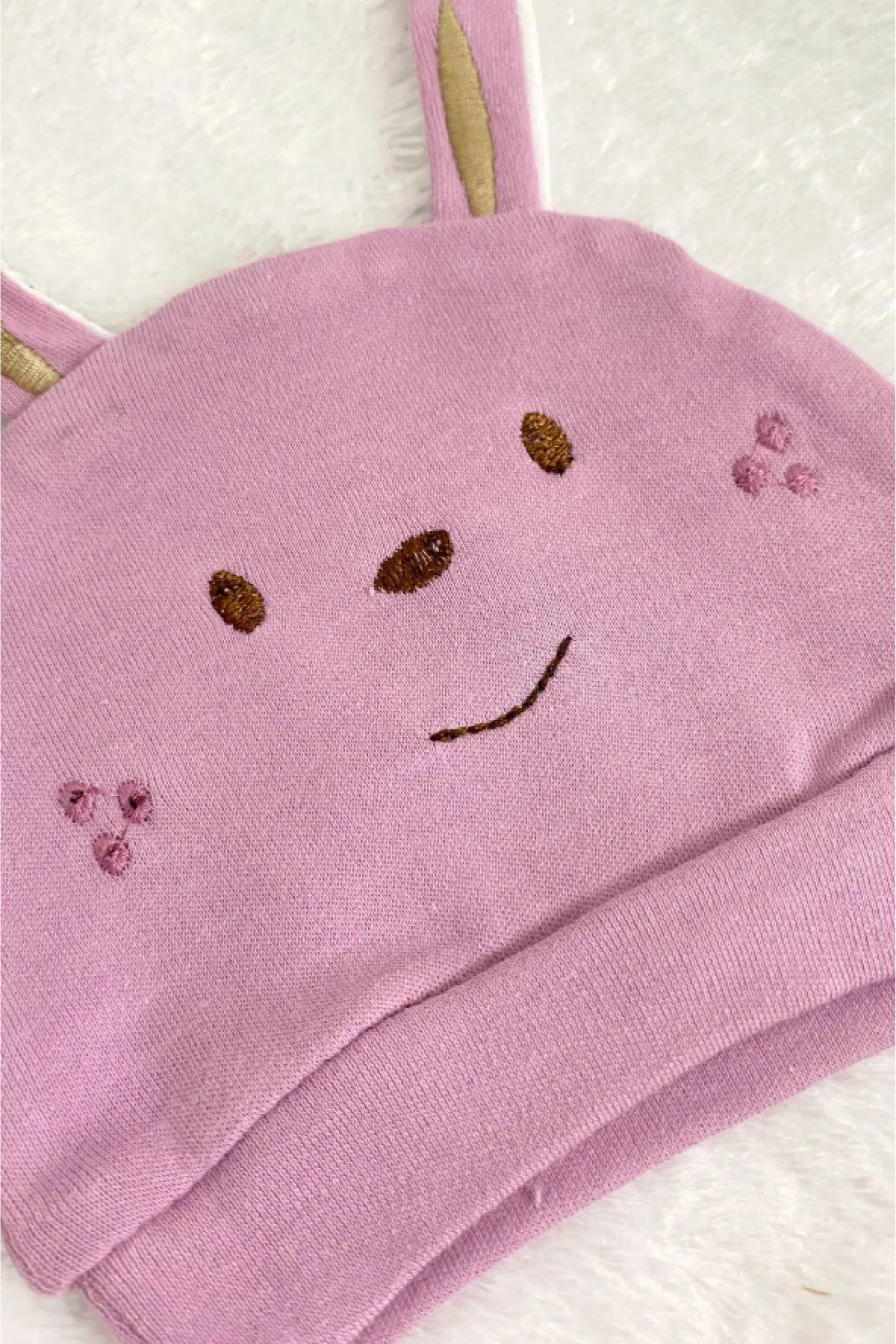 Hilda Bebe Sevimli Tavşan Nakışlı Kız Yenidoğan Hastane Çıkışı 5'li Kutulu Zıbın Seti fotoğrafı 3 (önizleme)