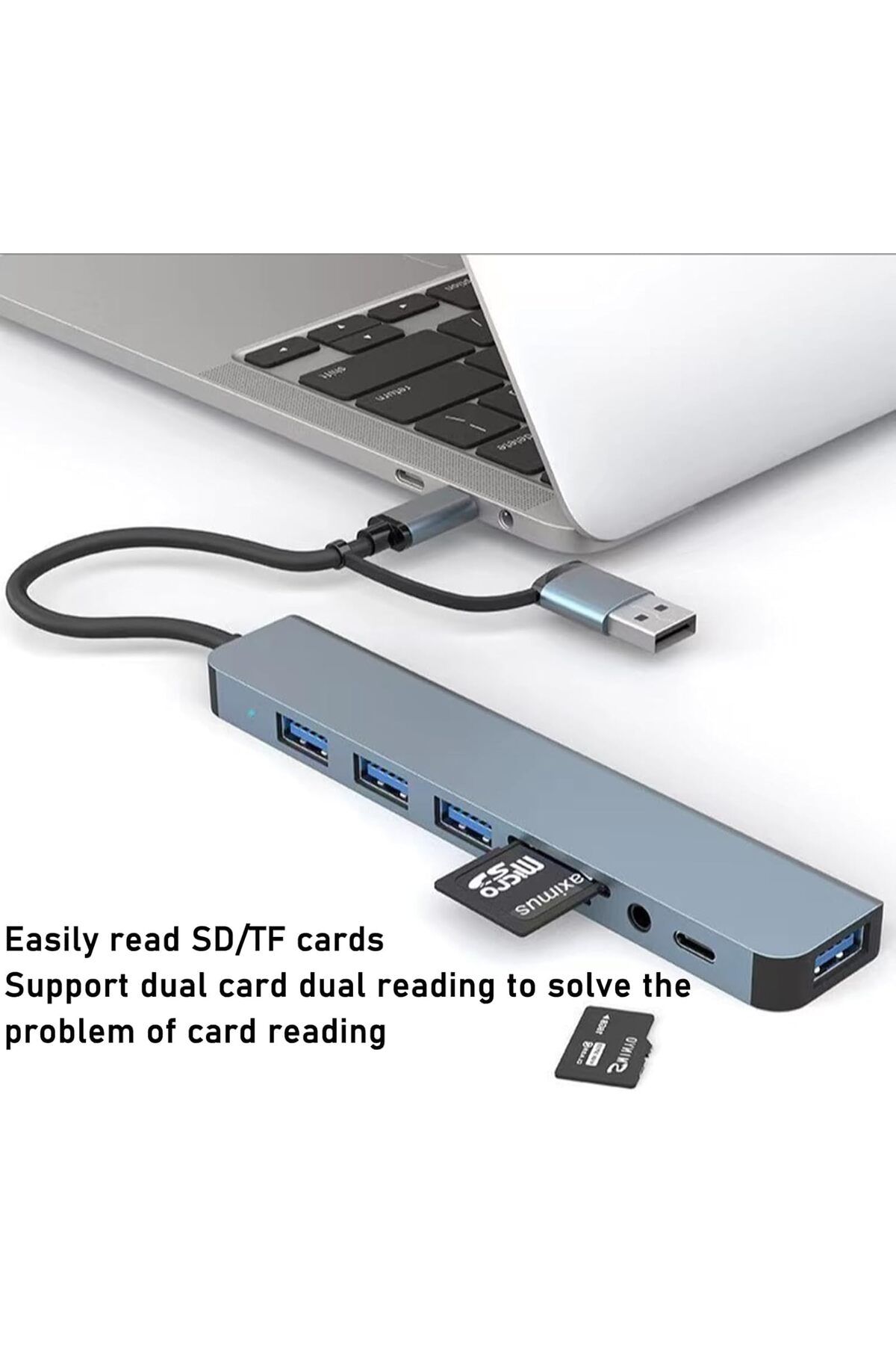 COOYA-محطة إرساء موزع USB C 8 في 1 مع USB 3.0 و2.0 وقارئ بطاقات SD/TF لأجهزة الكمبيوتر المحمولة وأجهزة iMac والمزيد 6