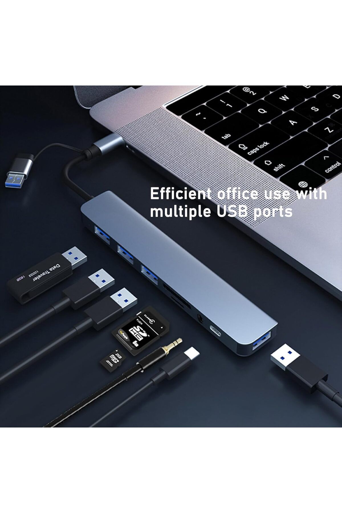 COOYA-محطة إرساء موزع USB C 8 في 1 مع USB 3.0 و2.0 وقارئ بطاقات SD/TF لأجهزة الكمبيوتر المحمولة وأجهزة iMac والمزيد 4