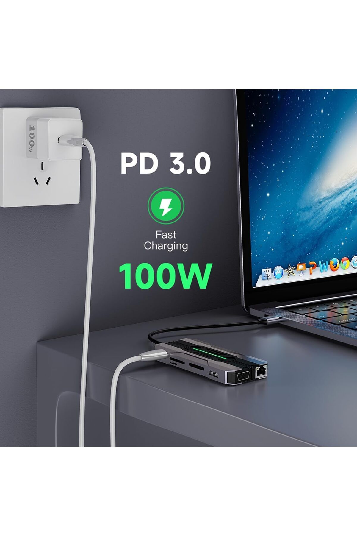 COOYA-13-in-1 USB C Multiport Adapter,4K HDMI, MS/SD/TF, VGA, 100W PD Charging, Ethernet, USB 3.0|2.0 6