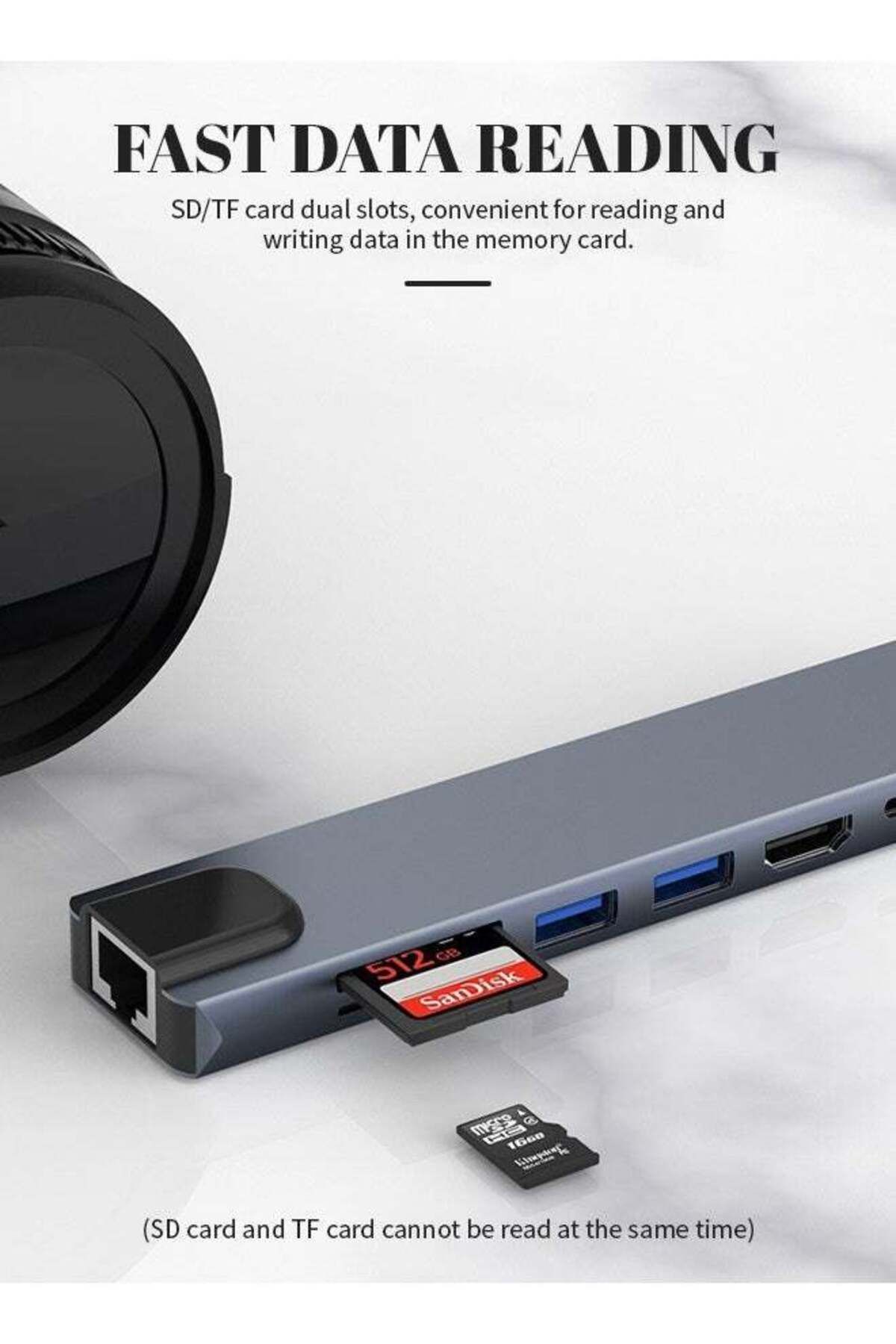 COOYA-محطة إرساء متعددة الوظائف 8 في 1 مع موزع USB-C مع USB (2.0/3.0/C)، تلفزيون عالي الدقة، قارئ بطاقات SD/TF 7
